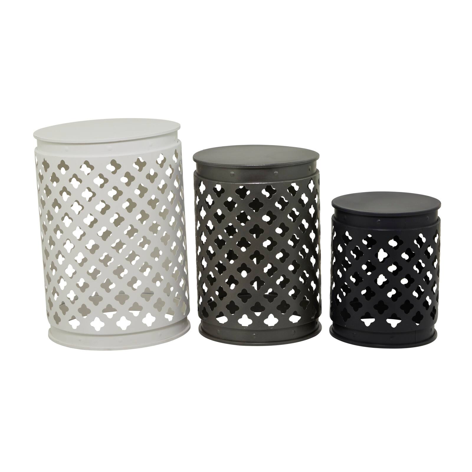 Multi Colored Metal Contemporary Accent Table, Set of 3 Set of 3 23, 19, 15 By Ivory And Iris
