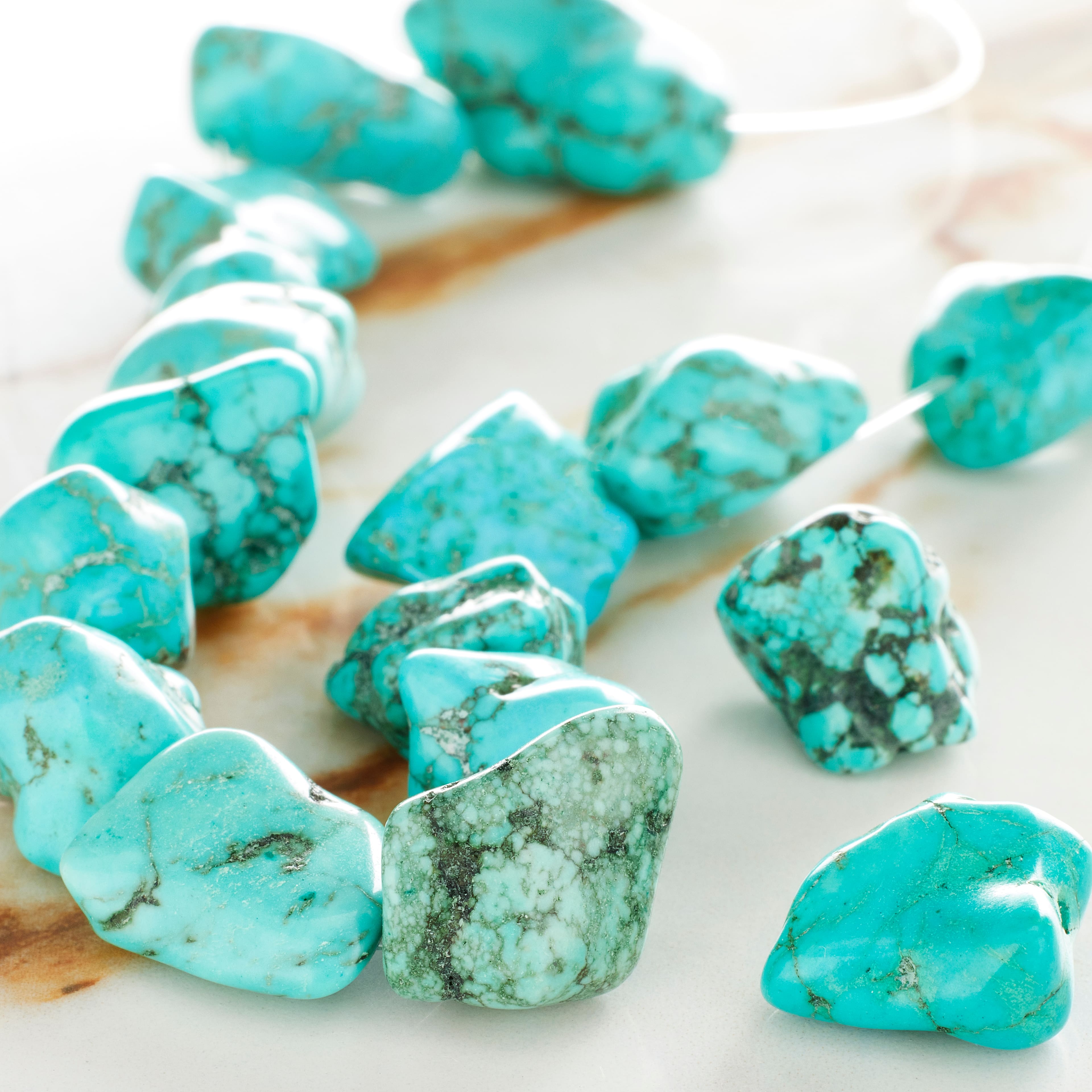 Turquoise Dyed Howlite Nugget Beads by Bead Landing™