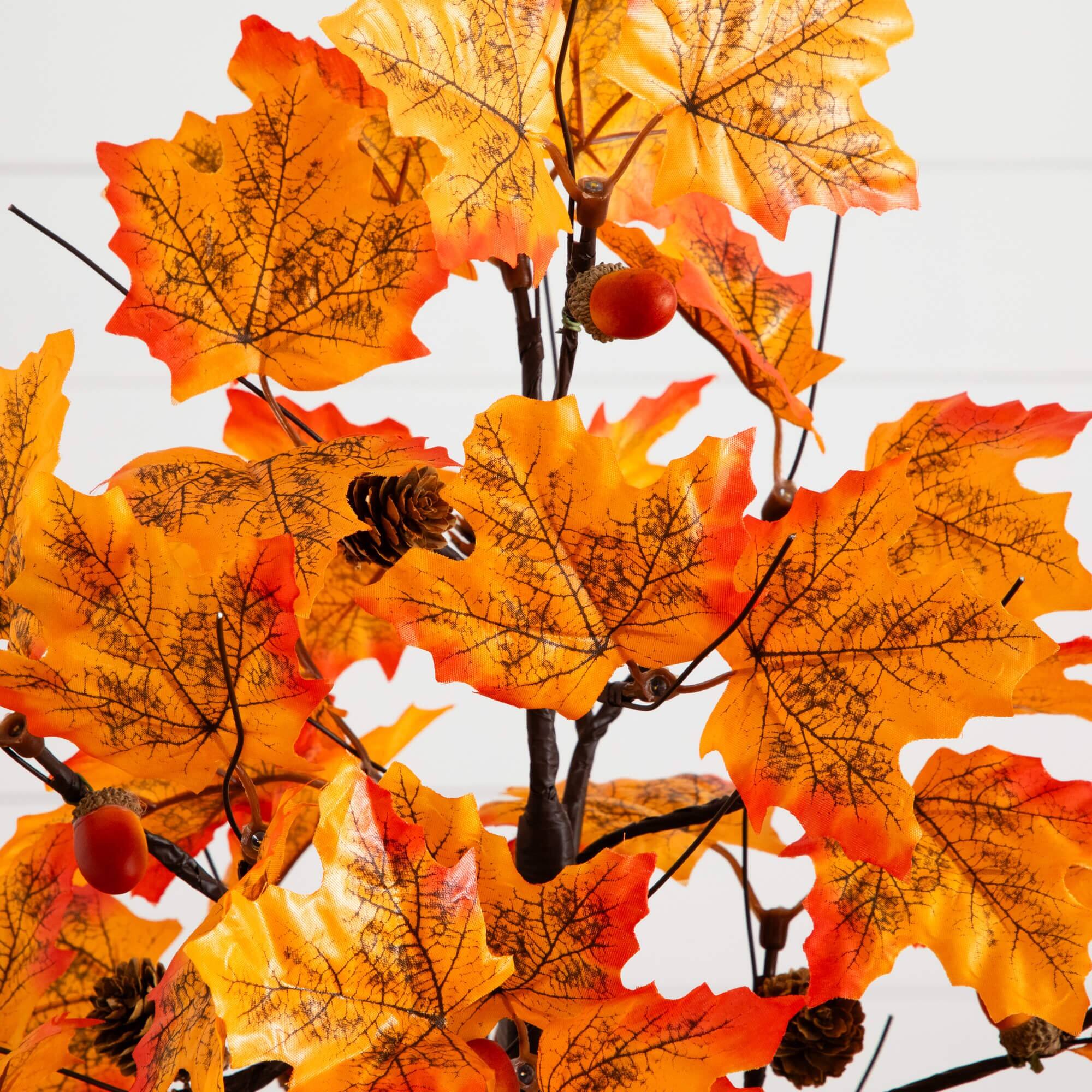 2ft. Pre-Lit Autumn Maple Artificial Fall Tree with Acorns & Pinecones and 18 Warm White LED Lights