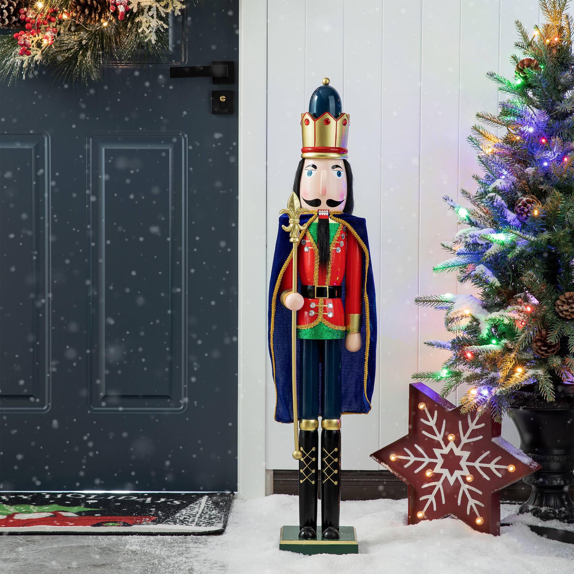 Glitzhome® 3ft. Wooden Christmas King Nutcracker Christmas