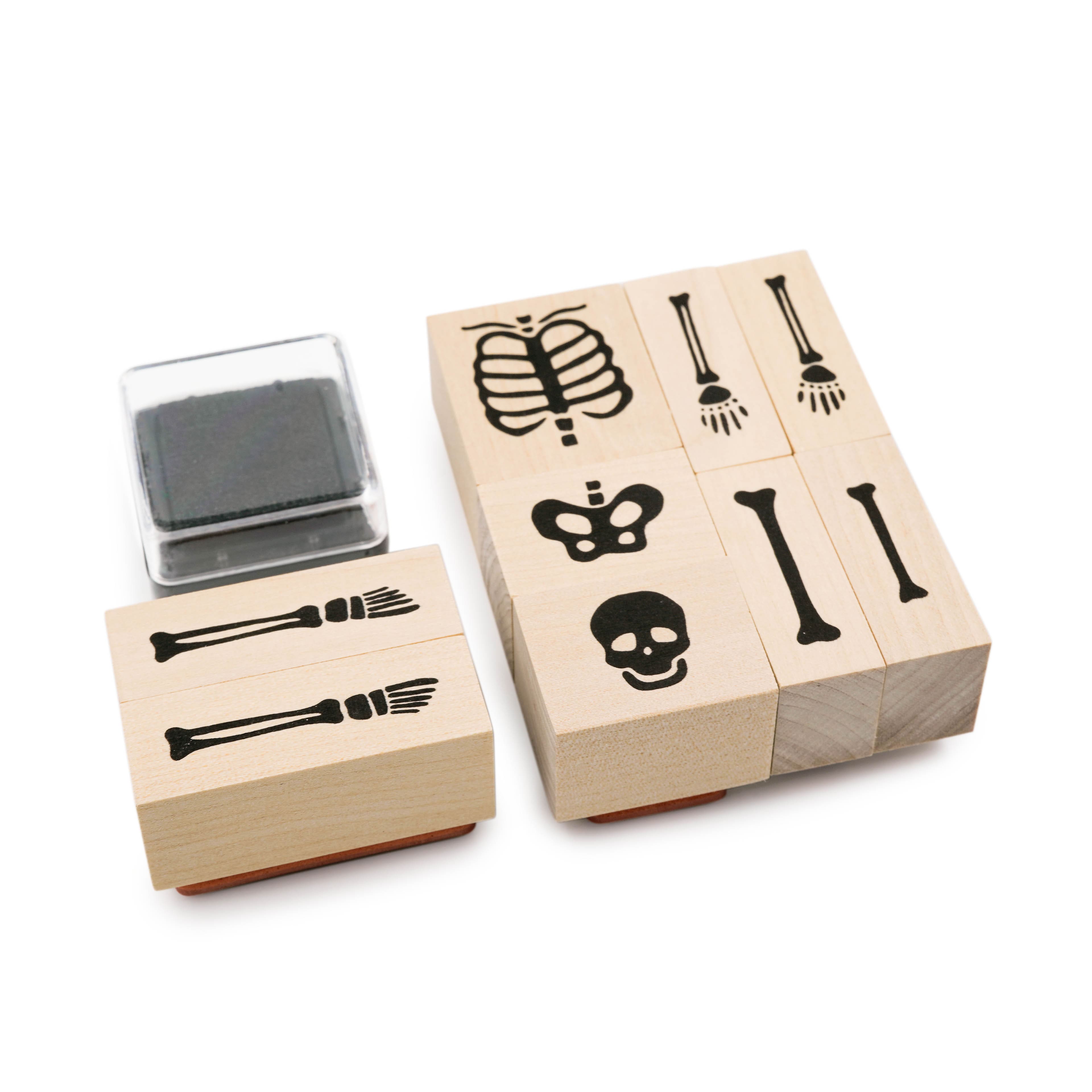 Skeleton Wood Stamps &#x26; Ink Pad Set by Recollections&#x2122;