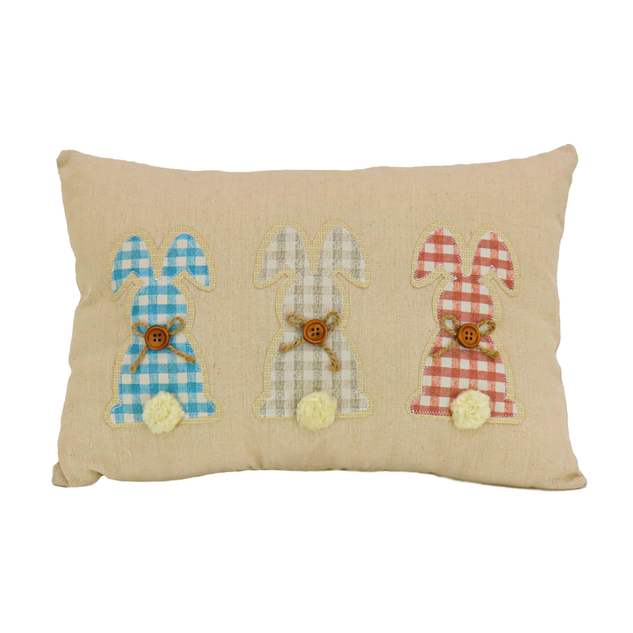 18'' x 10'' Plaid Bunnies Easter Pillow