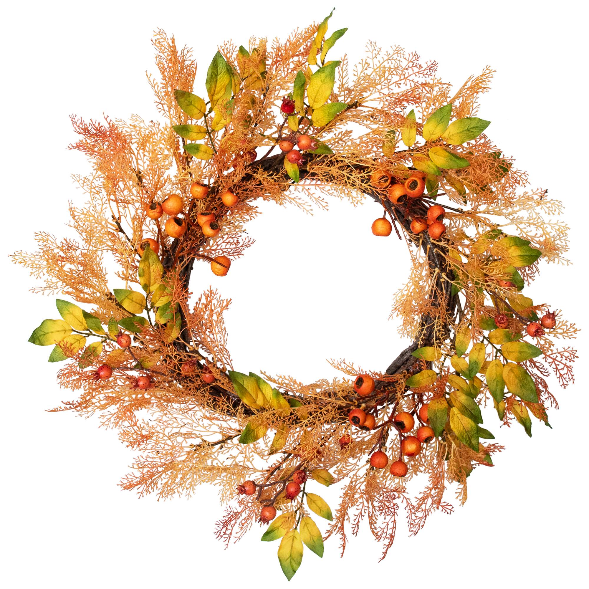 24" Berry & Leaves Fall Harvest Wreath