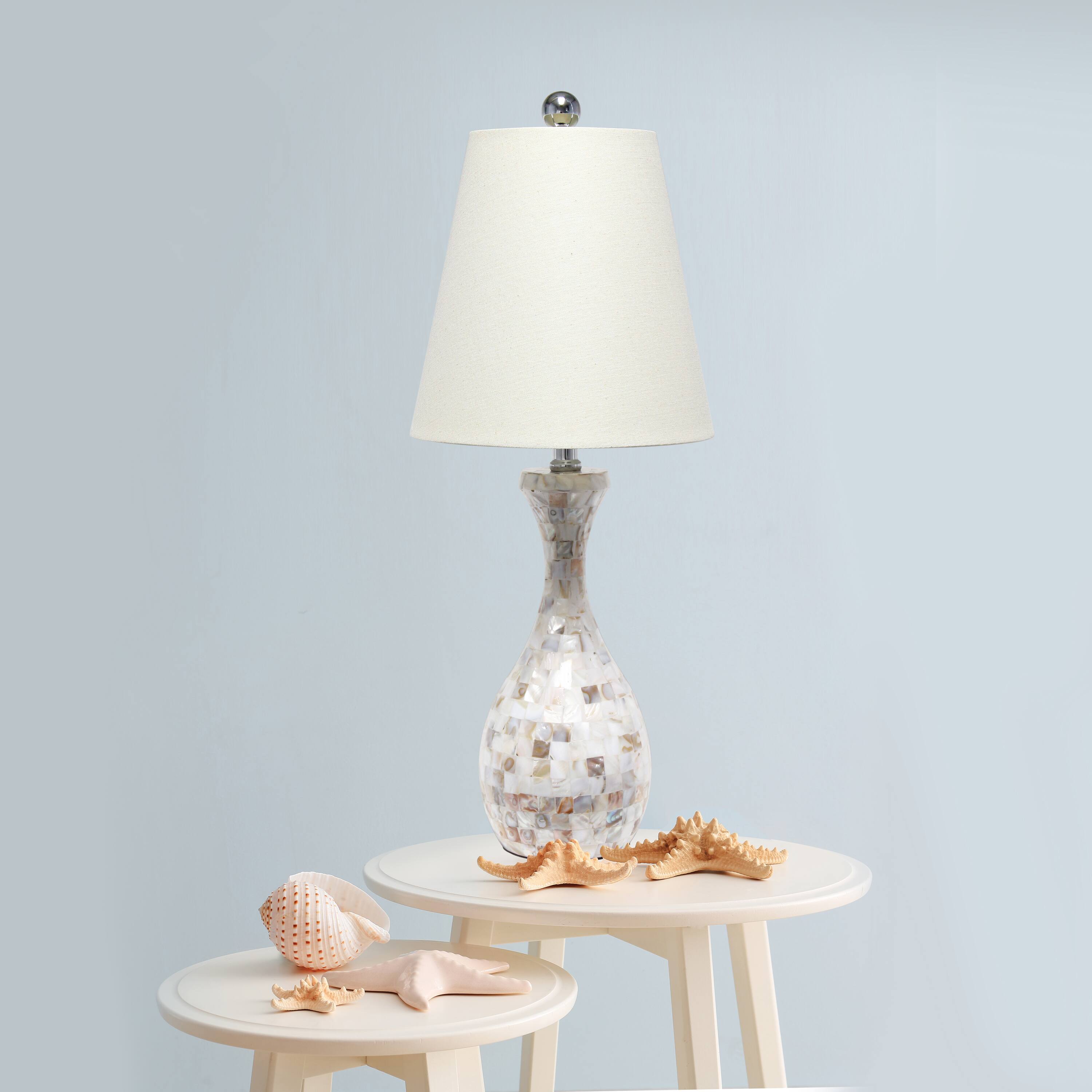 Lalia Home 25" Curved Mosaic Seashell Table Lamp with Chrome Accents