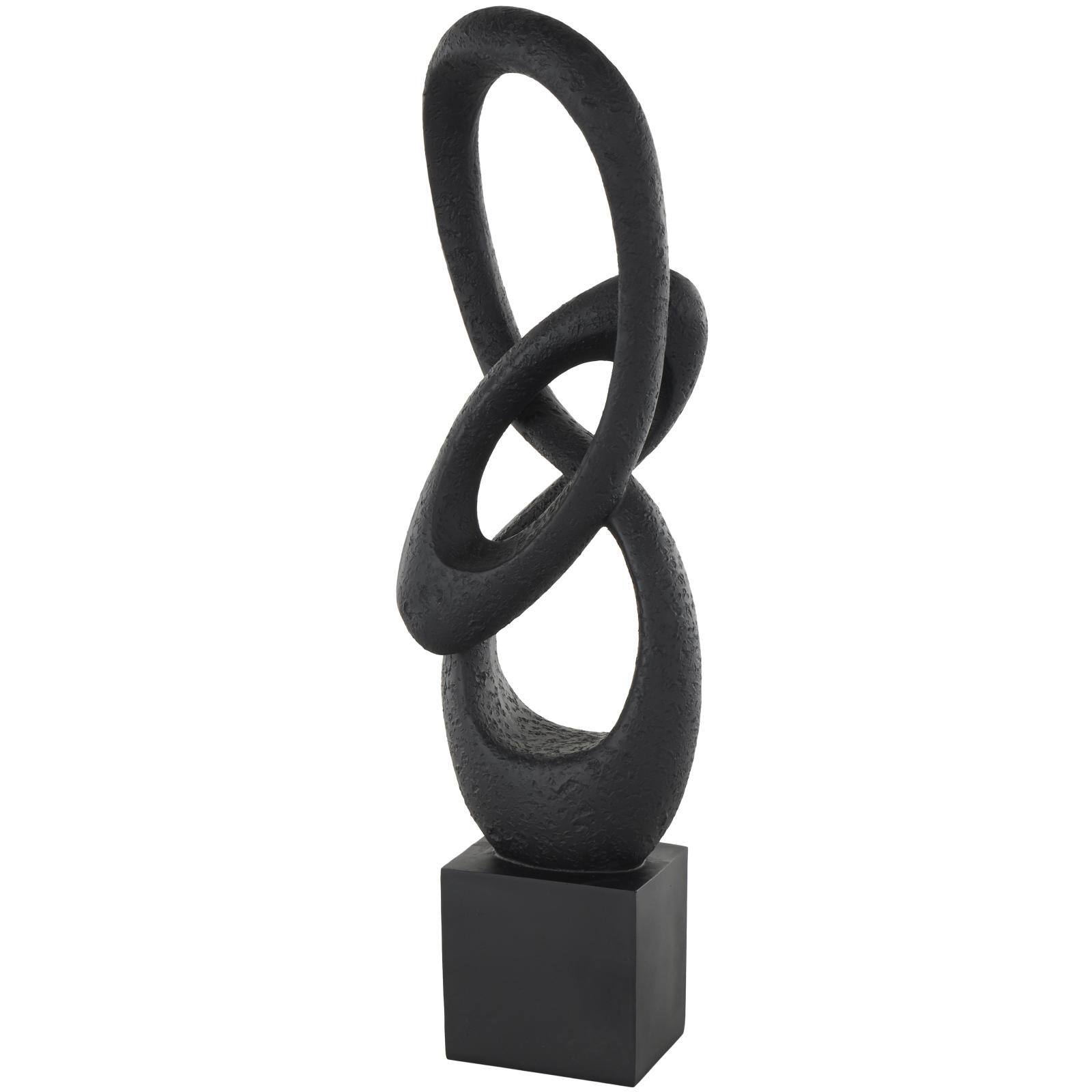20" Black Polystone Abstract Intertwined Loop Sculpture with Block Base