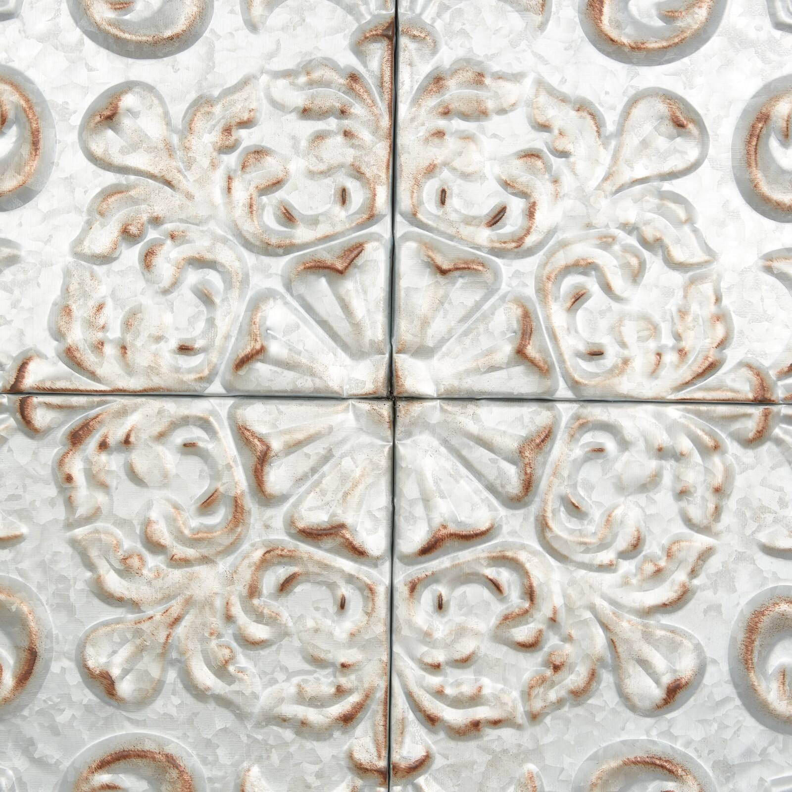 36&#x22; Gray Metal Rustic Floral Wall D&#xE9;cor