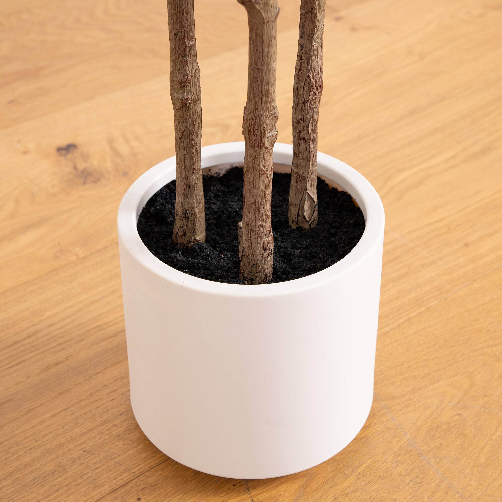 Artificial Minimalist Olive Tree in White Decorative Planter