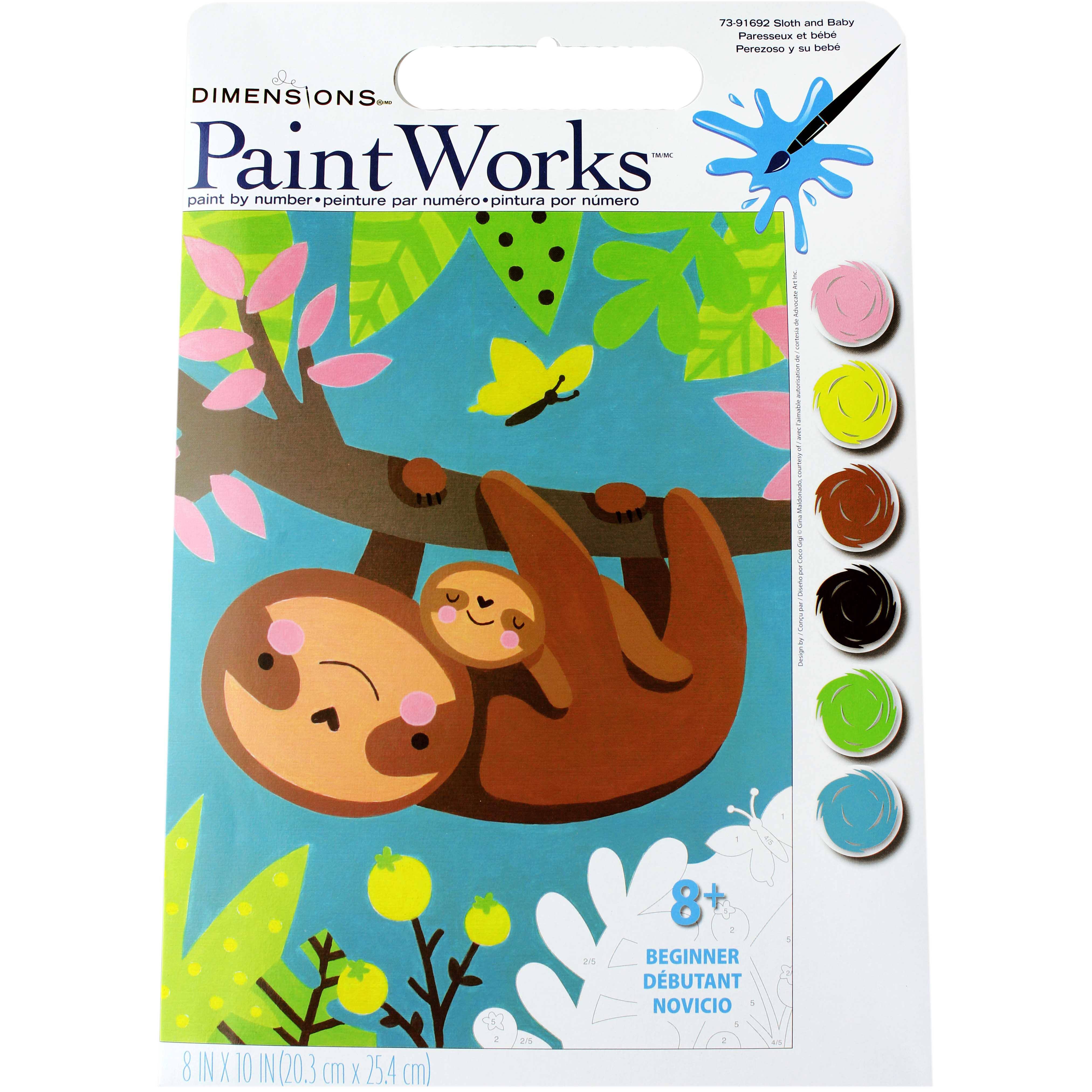 Dimensions&#xAE; Paintworks&#x2122; Sloth &#x26; Baby Paint-by-Number Kit