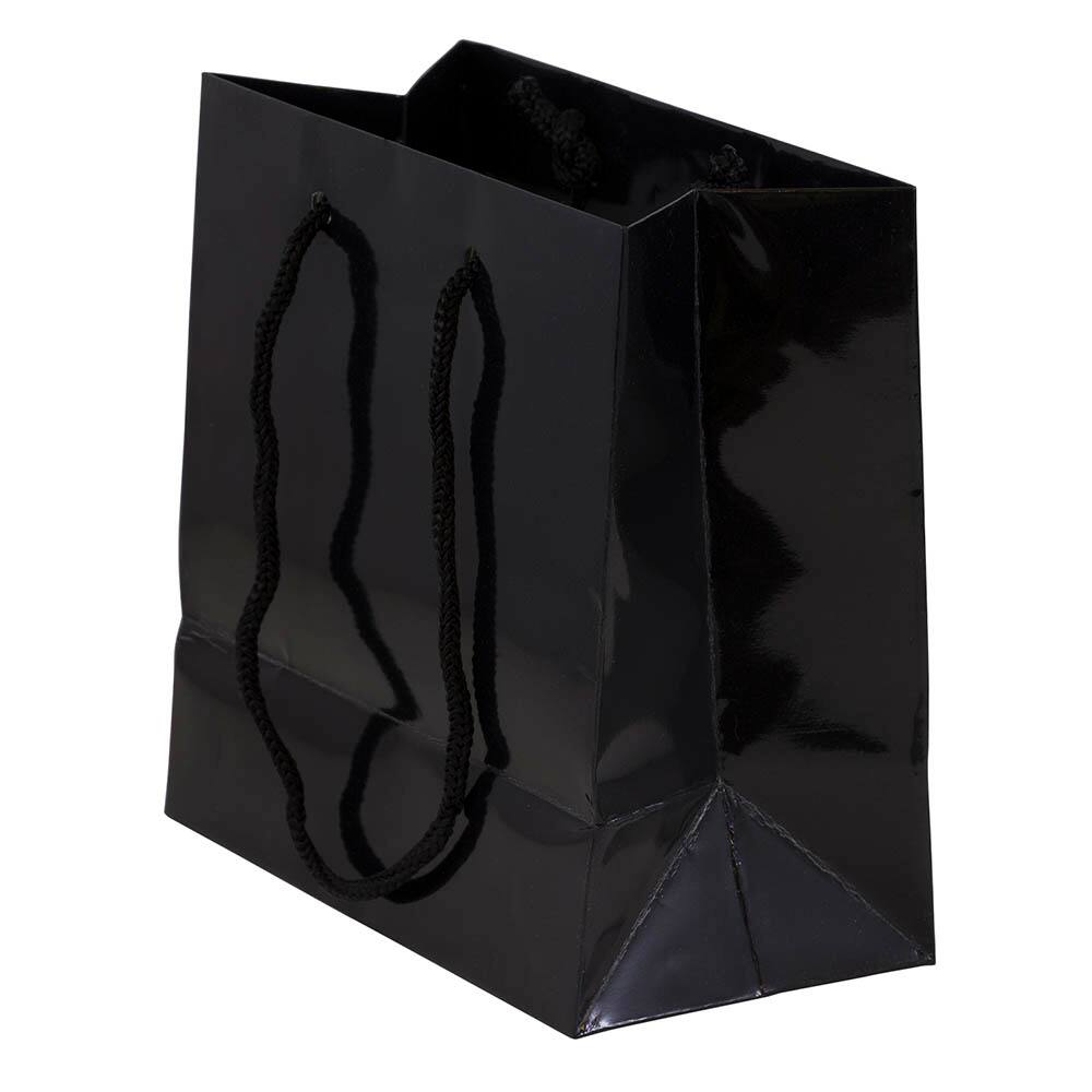 JAM Paper Small Black Glossy Square Gift Bags, 100ct.