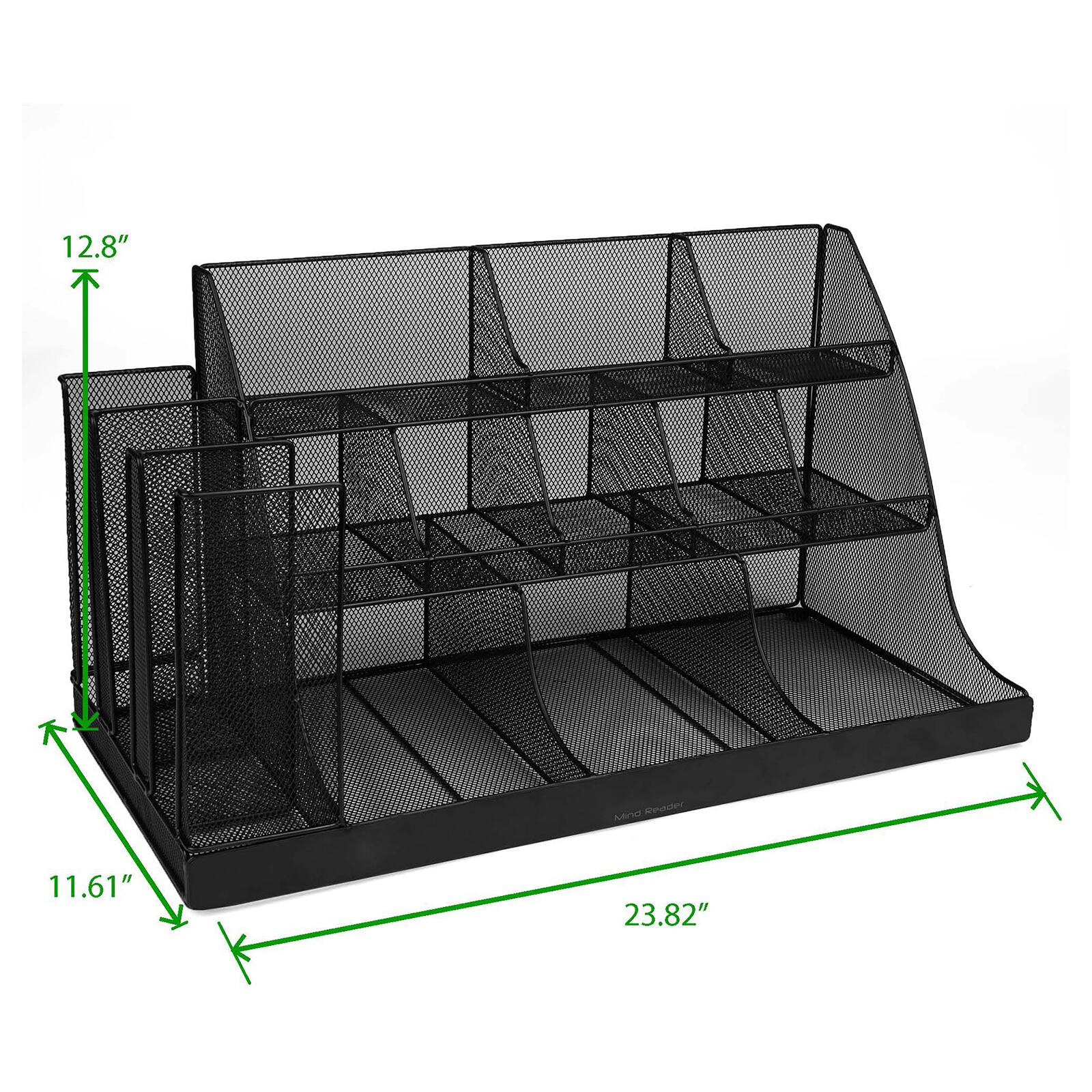 Mind Reader Black 14-Compartment 3-Tier Metal Mesh Large Breakroom Condiment Organizer