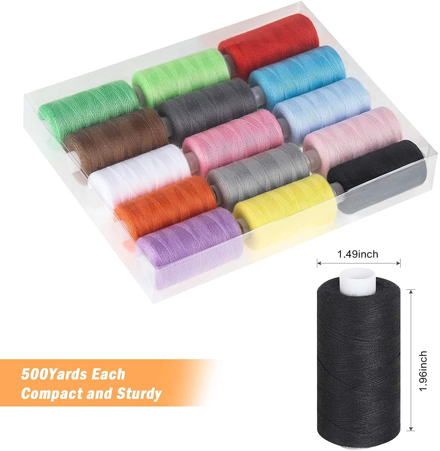 HAITRAL&#xAE; 15 Color Lively Cotton Sewing Thread Kit