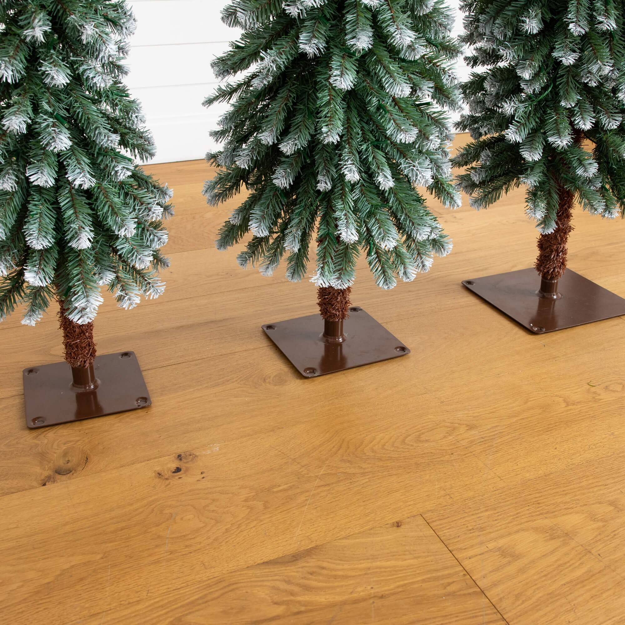 Pre-Lit Frosted Pine Artificial Christmas Tree Set
