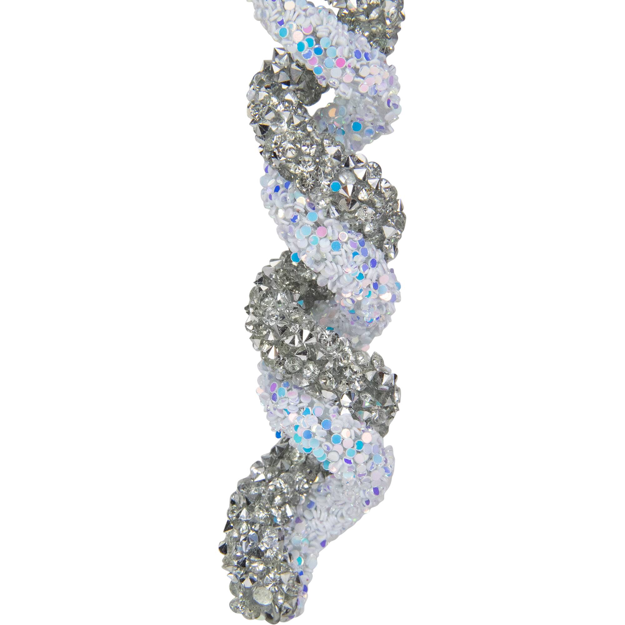 Glitter Spiral Twist Icicle Christmas Ornament - 7" - Silver and Blue