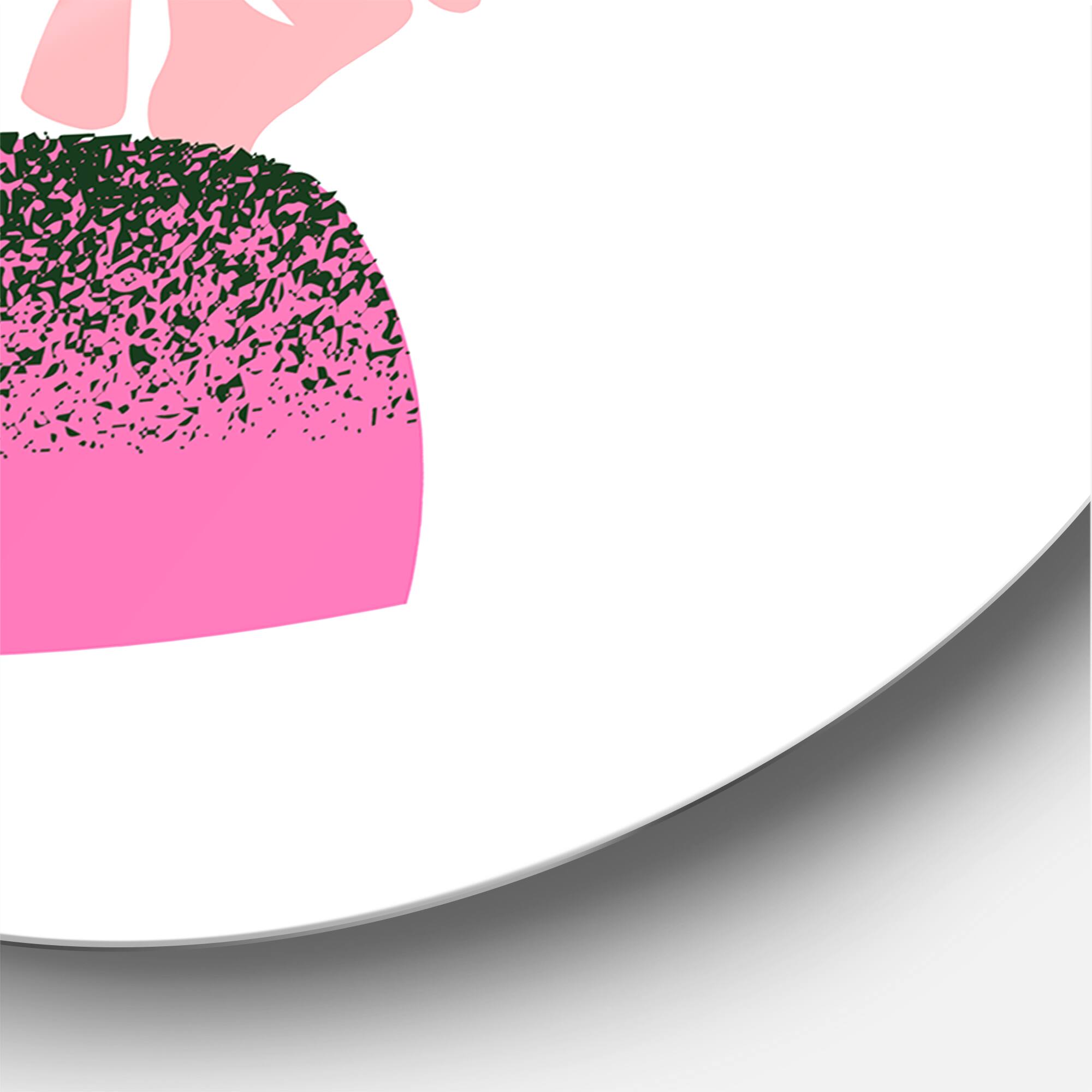 Designart - Geometric Moon & Sun Shapes With Tropical Leaves - Modern Metal Circle Wall Art