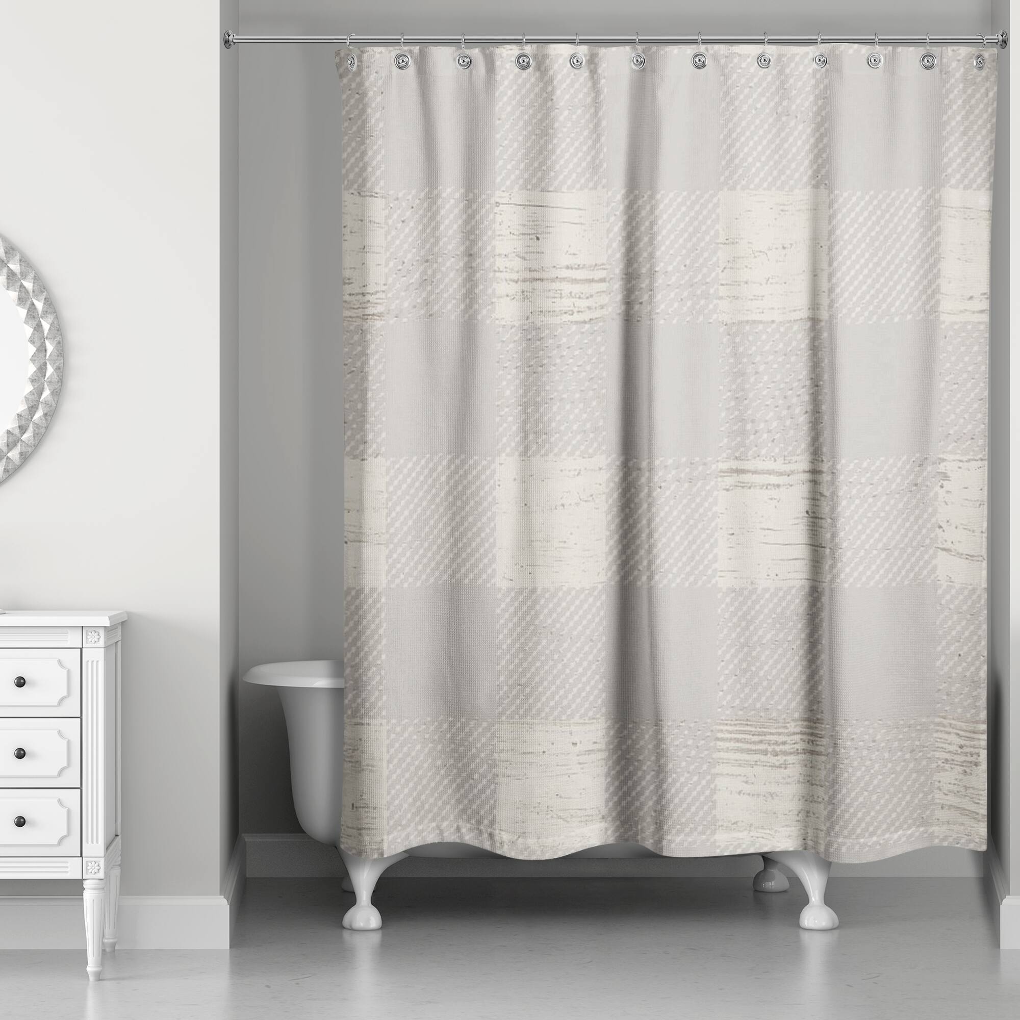 Gray Buffalo Check Shower Curtain