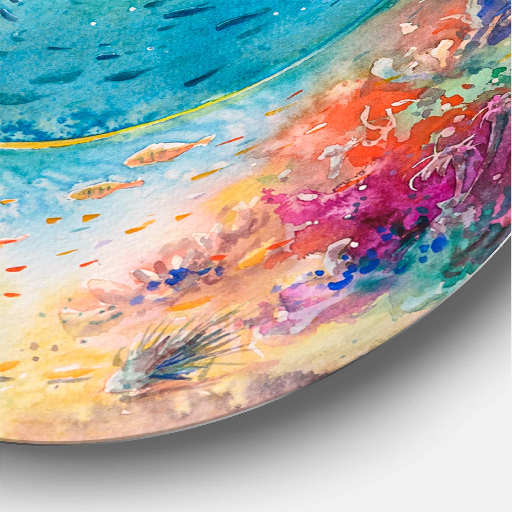 Designart - Turquoise Ocean Spiral With Coral Reef Fishes