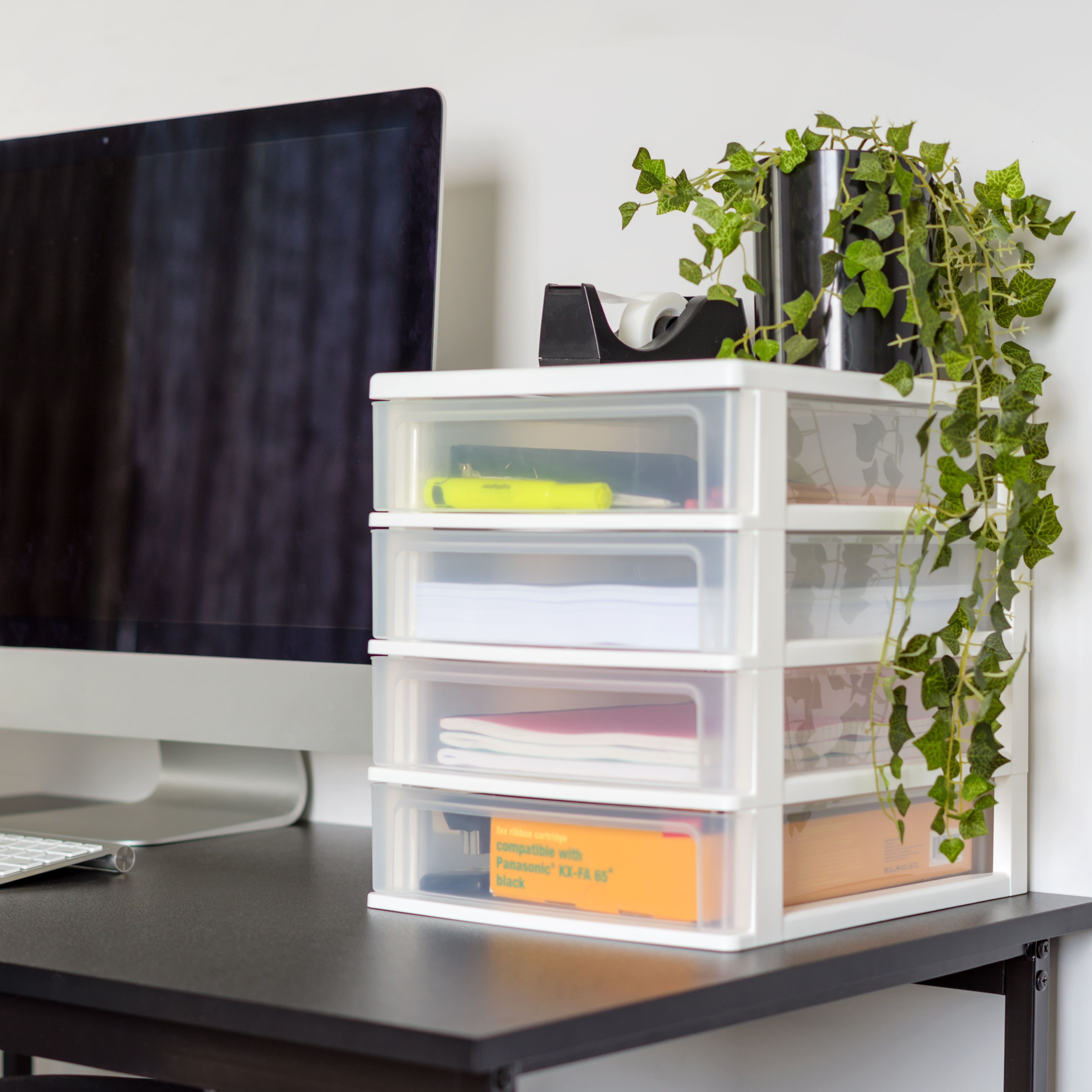 IRIS White 4-Drawer Desktop-Storage Unit