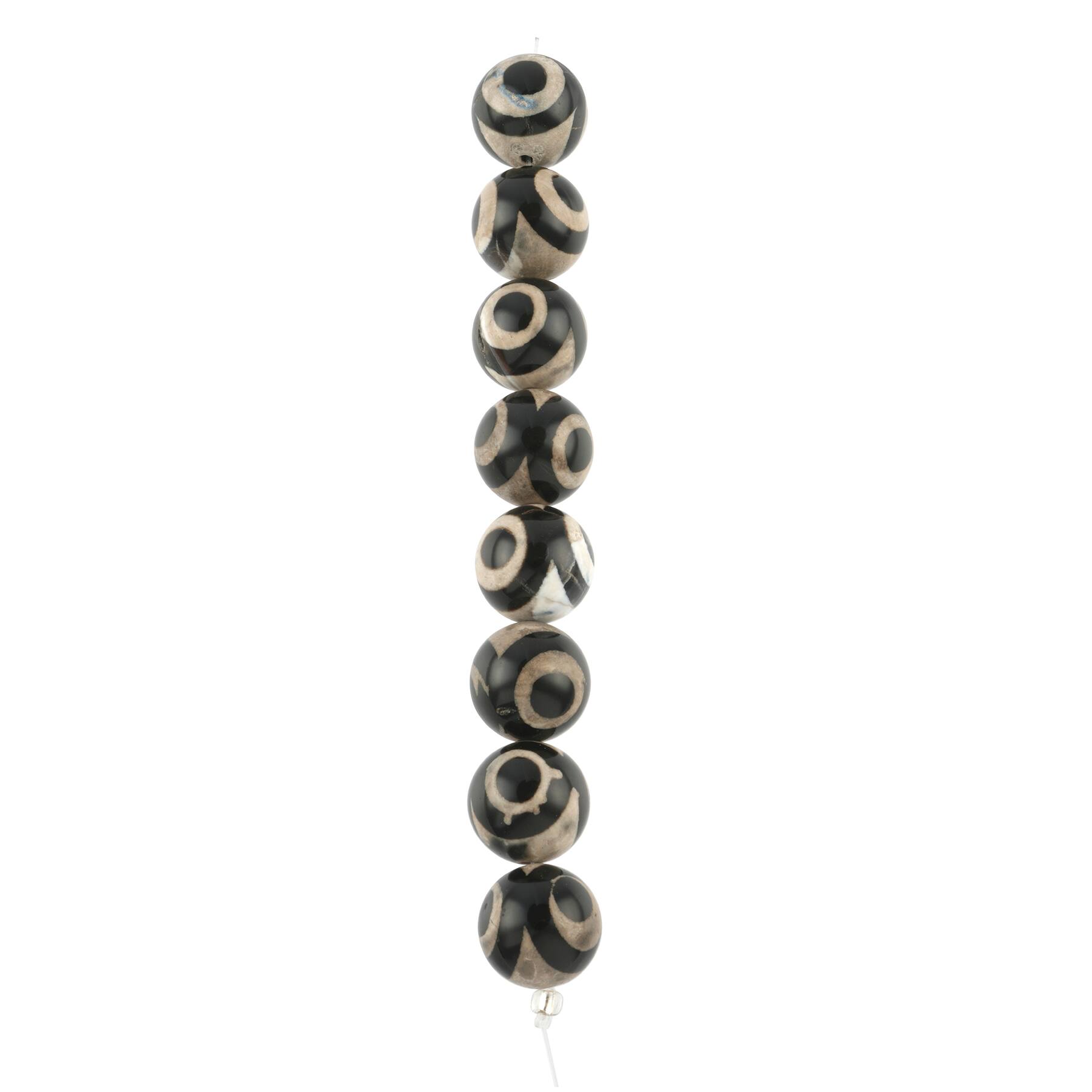 Black &#x26; Gray Tibetan Agate Round Beads, 15.5mm by Bead Landing&#x2122;
