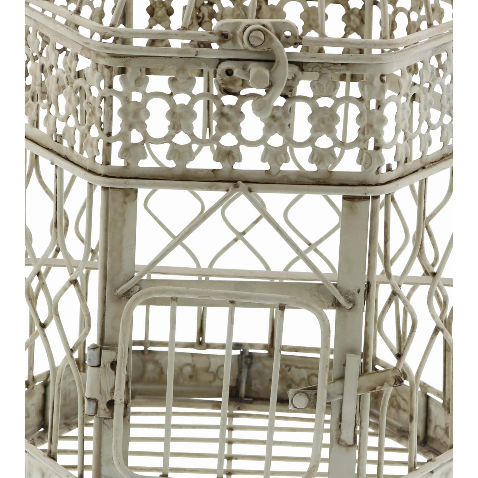 Cream Metal Vintage Birdcage Set