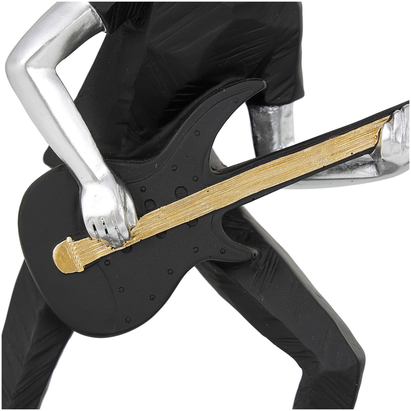 Black Polystone Rock Band Musician Sculpture with Gold &#x26; Silver Accents Set