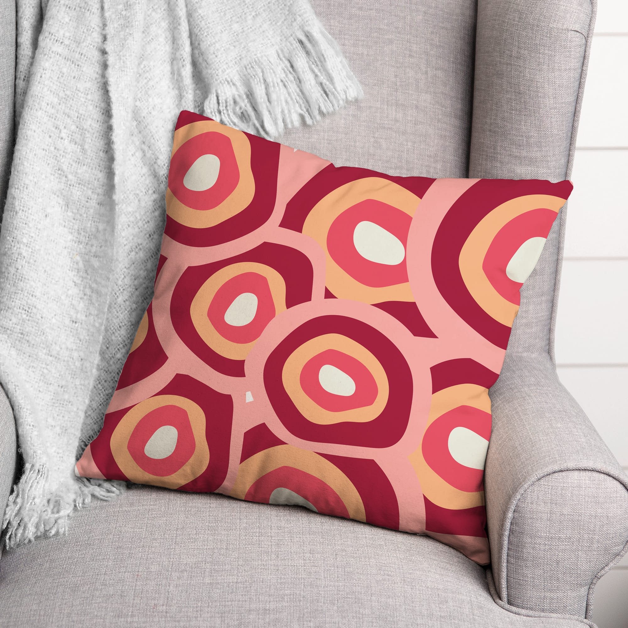 Funky Circles Pattern Throw Pillow