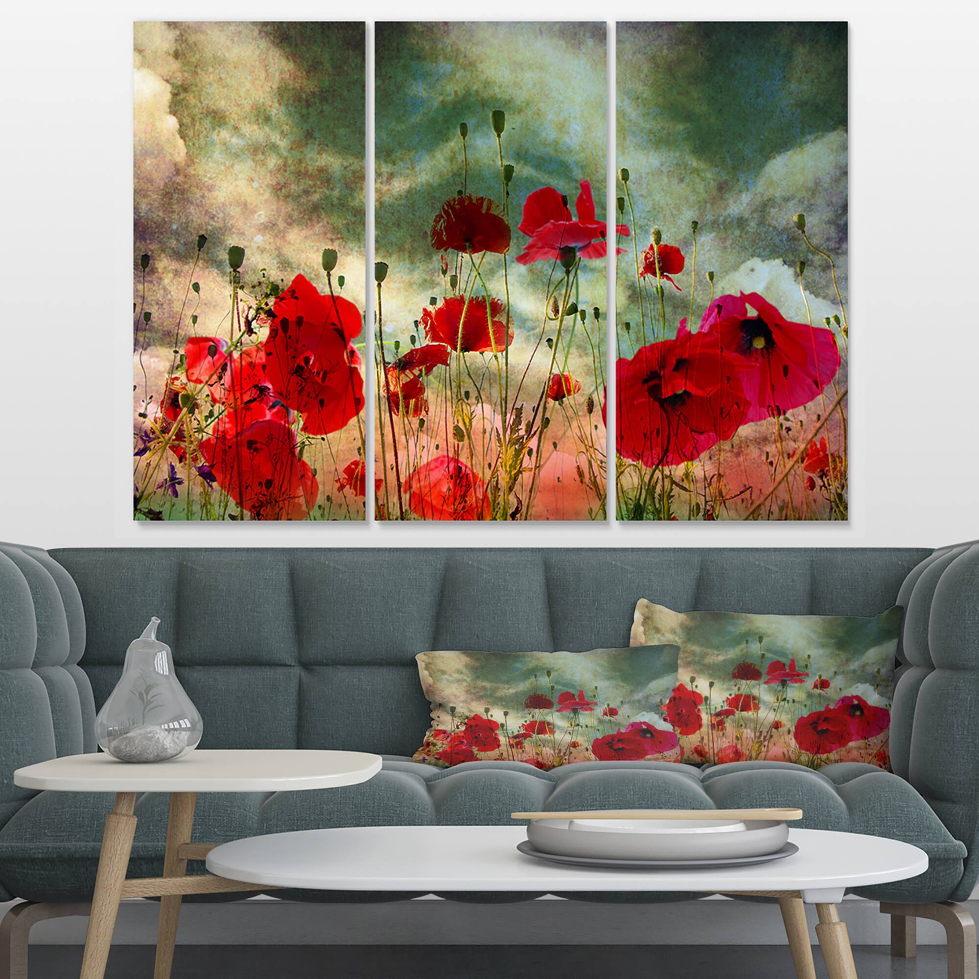 Designart - Wild Red Poppy Flowers in Sky