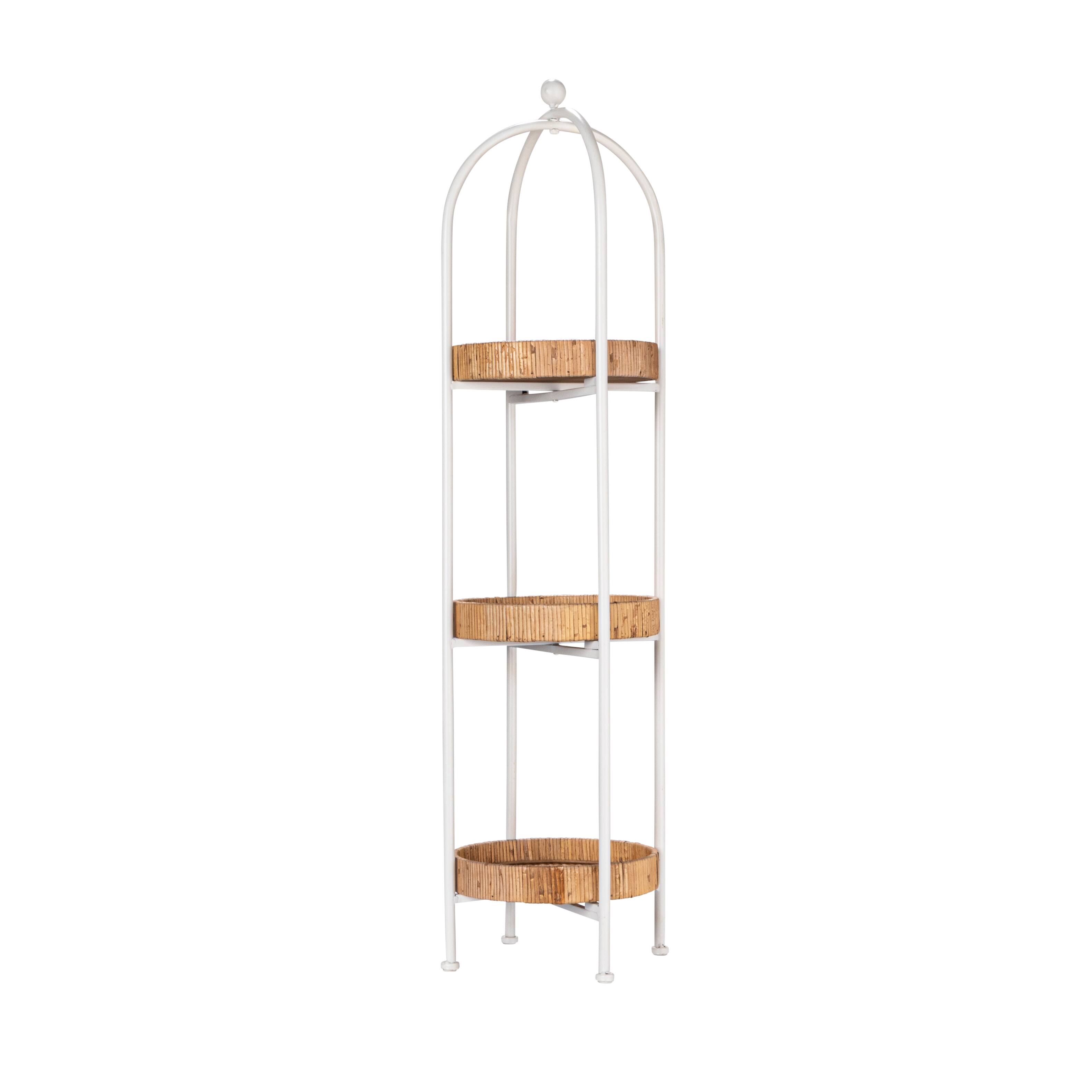 Hello Honey&#xAE; 41.8&#x22; Arched Metal Plant Stand with 3 Round Removable Rattan Trays