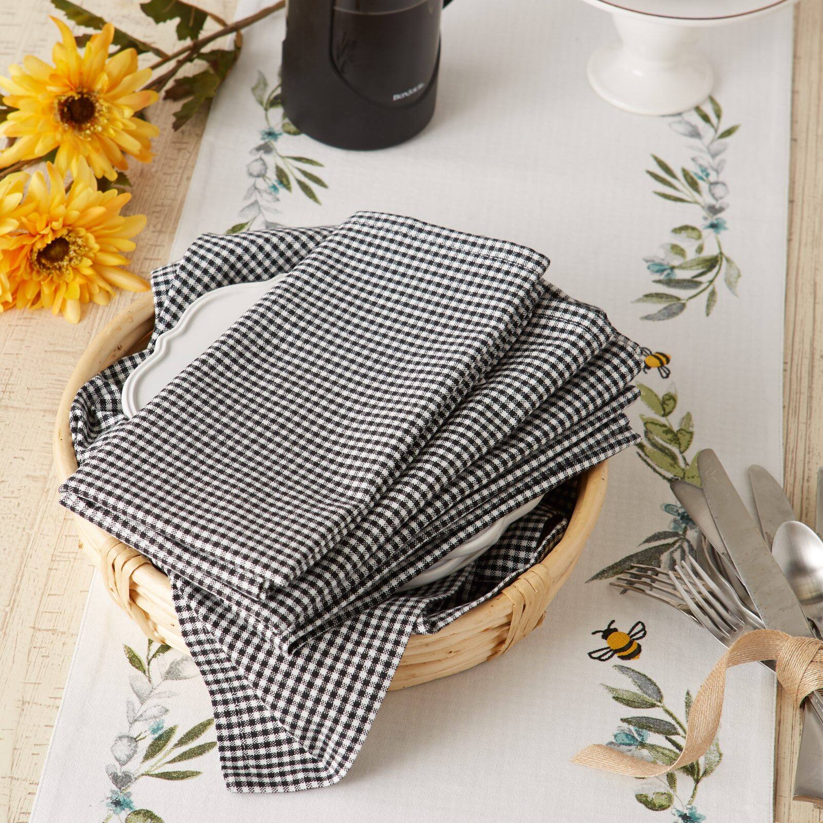 DII&#xAE; Black &#x26; Semi Bleached Gingham Cloth Dinner Napkins, 6ct.