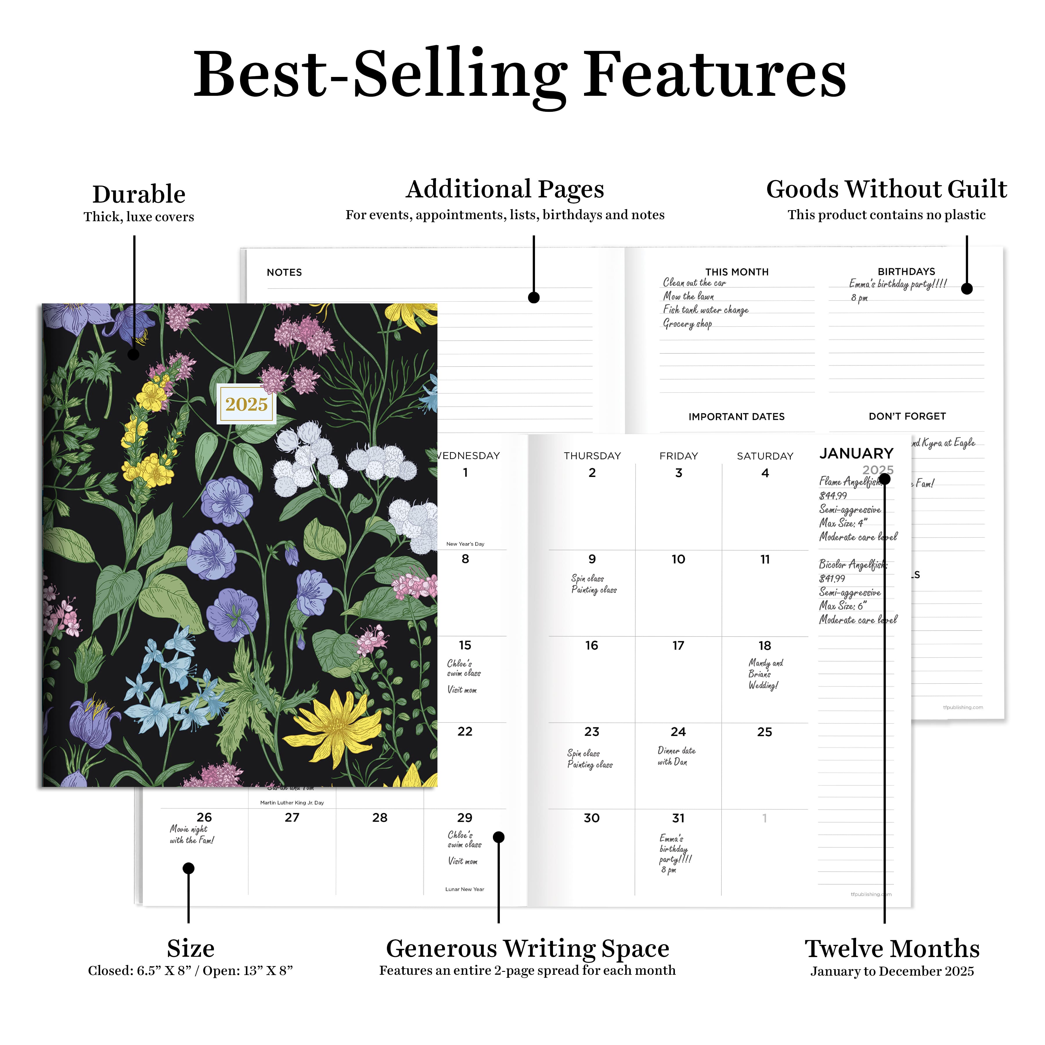 TF Publishing 2025 Garden Blooms Medium Monthly Planner