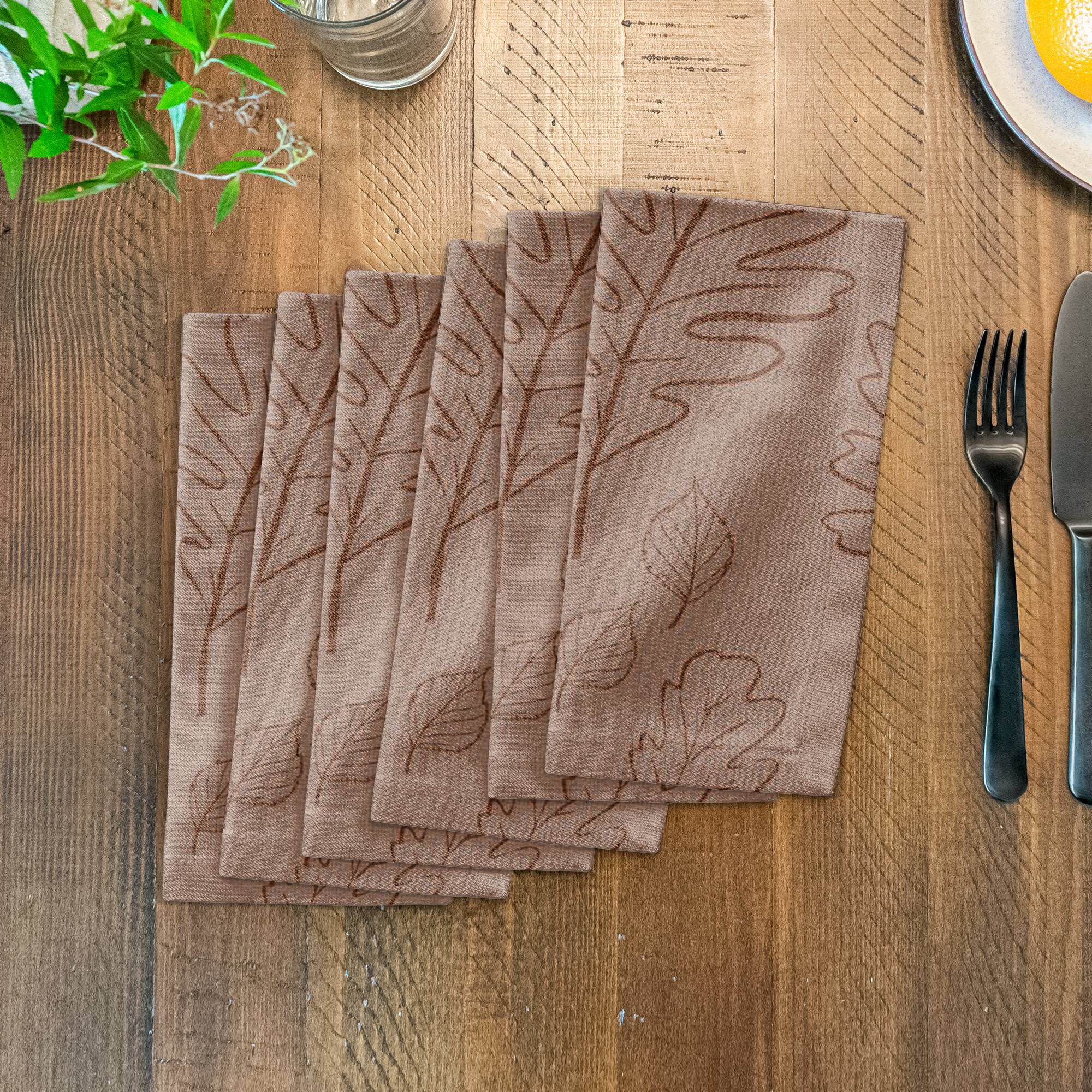 Dusty Rose Large Leaf Pattern Cotton Twill Napkin