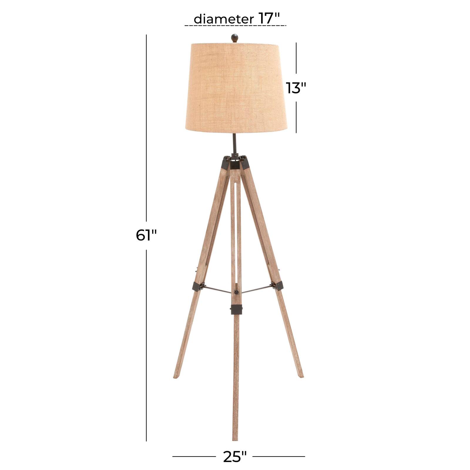 Brown Wood Industrial Floor Lamp, 61" x 25" x 25"