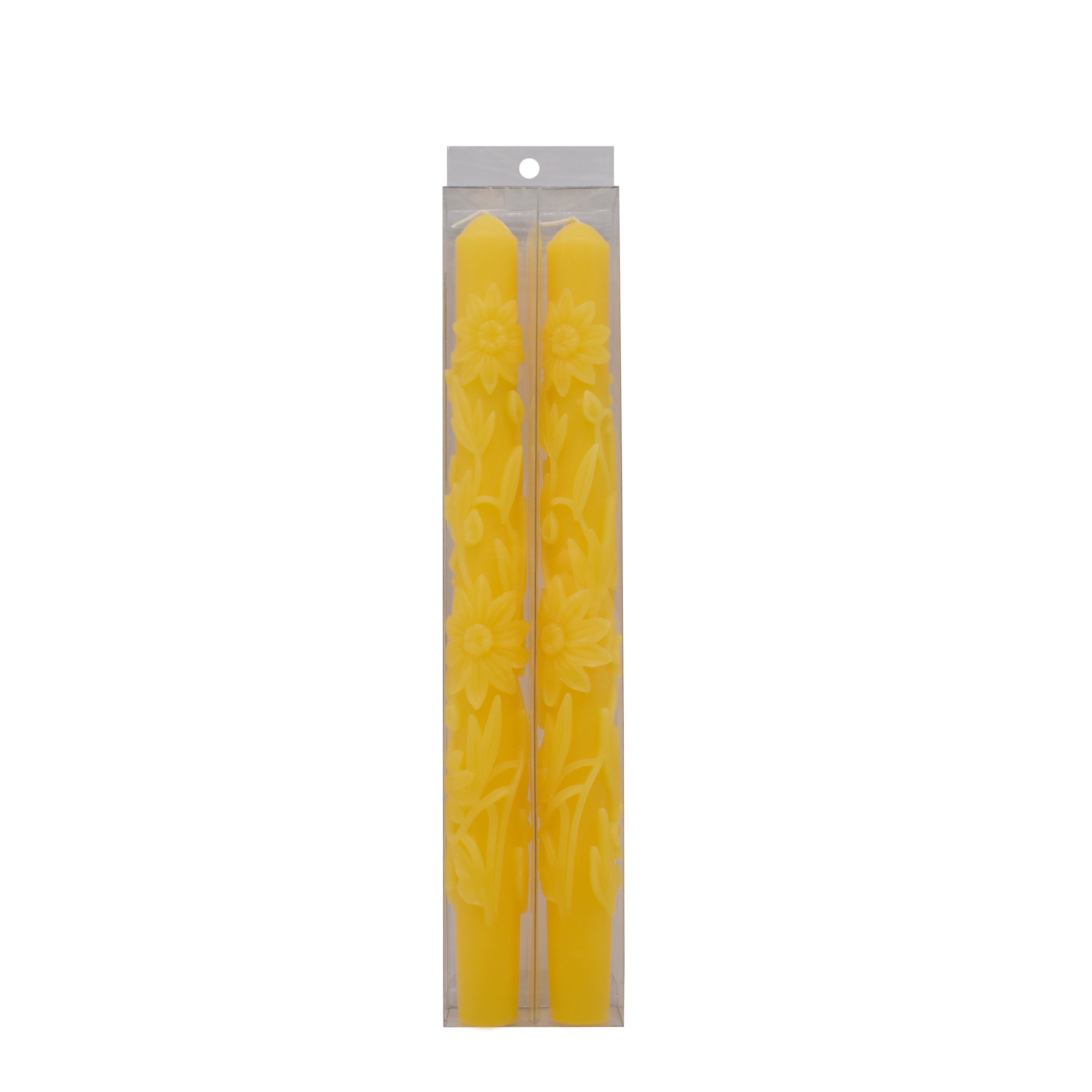 10&#x22; Yellow D&#xED;a de los Muertos Sunflower Taper Candles, 2ct. by Ashland&#xAE;