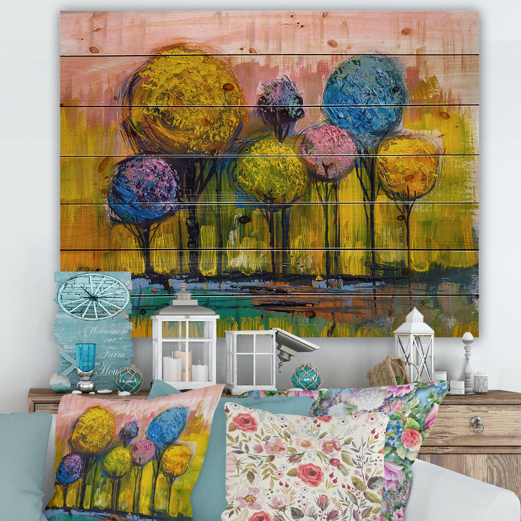 Designart - Colourful Trees Impressionist Landscape IV