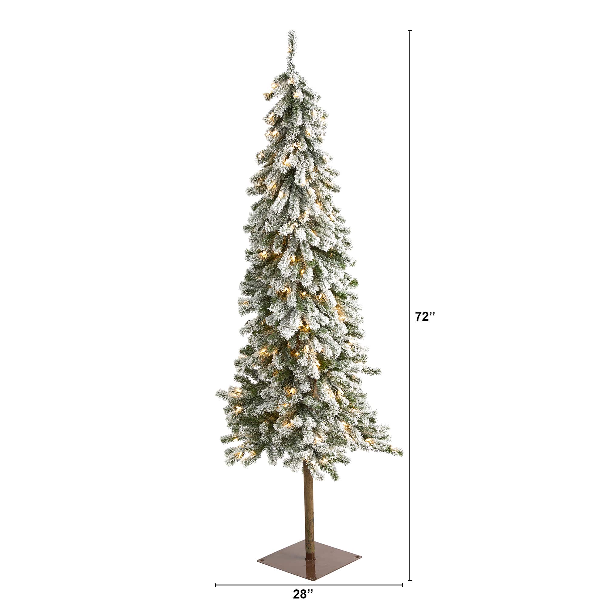 6ft. Pre-Lit Flocked Alpine Artificial Christmas Tree, Clear LED Lights