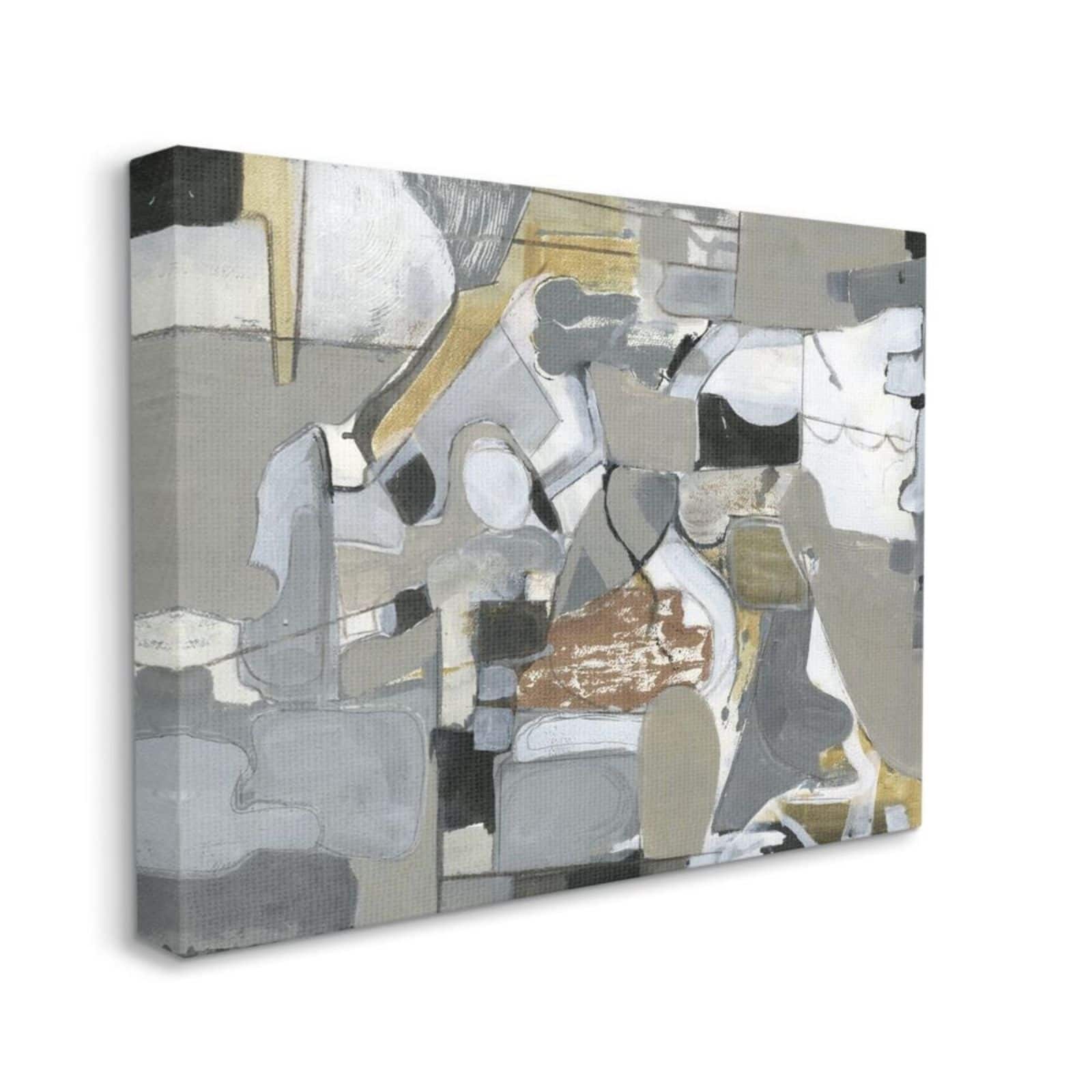 Stupell Industries Gray & Brown Abstract Shapes Canvas Wall Art