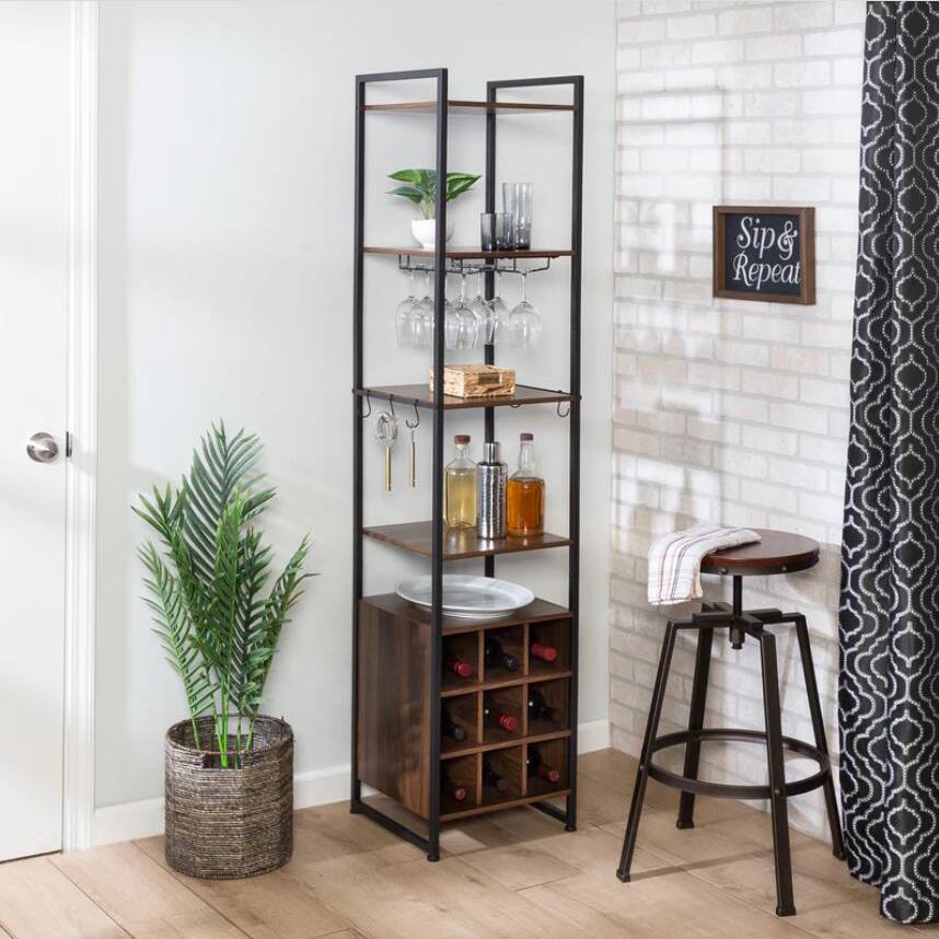 Honey Can Do 6ft. Free-Standing Wine &#x26; Bar Storage Tower