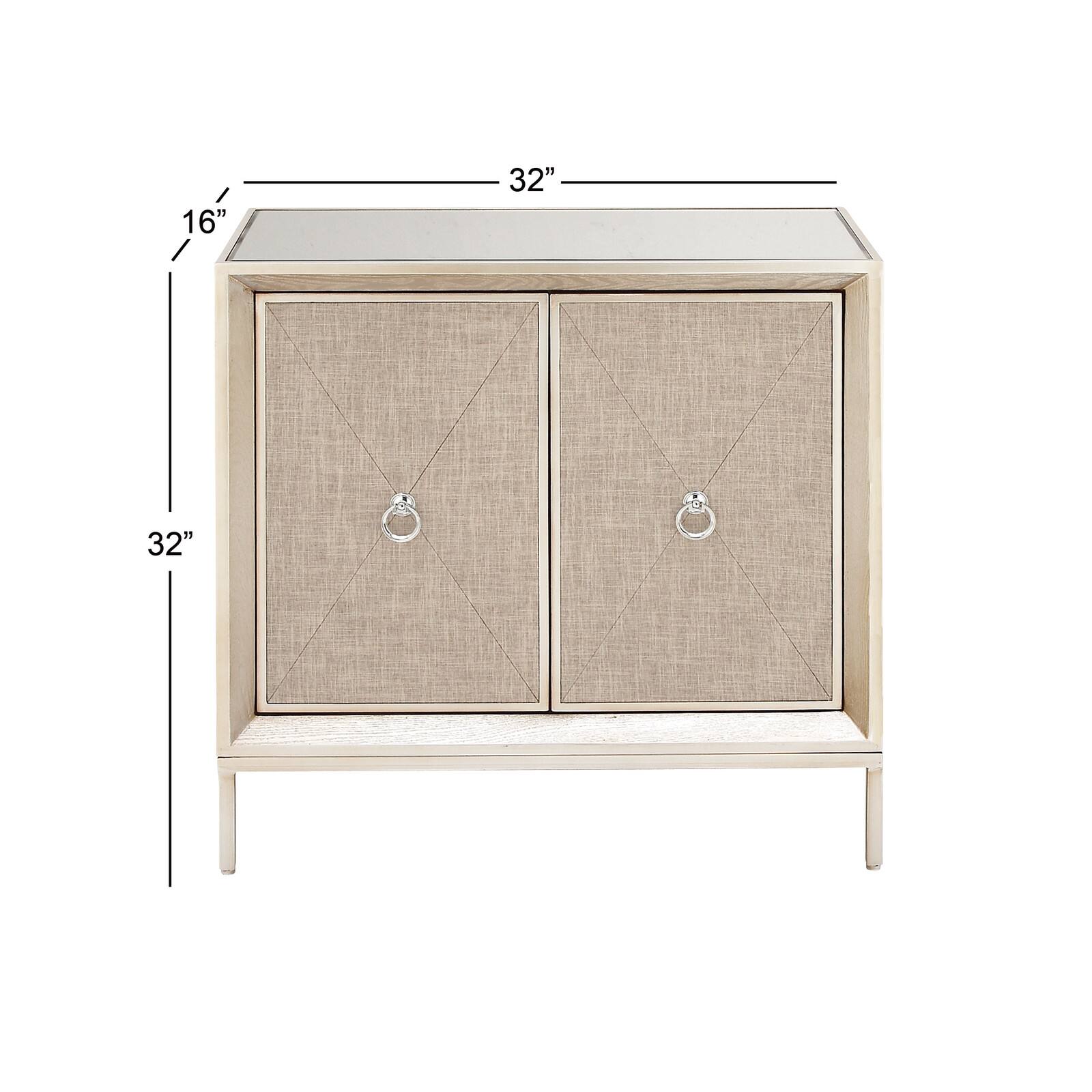 Beige Wood Glam Cabinet