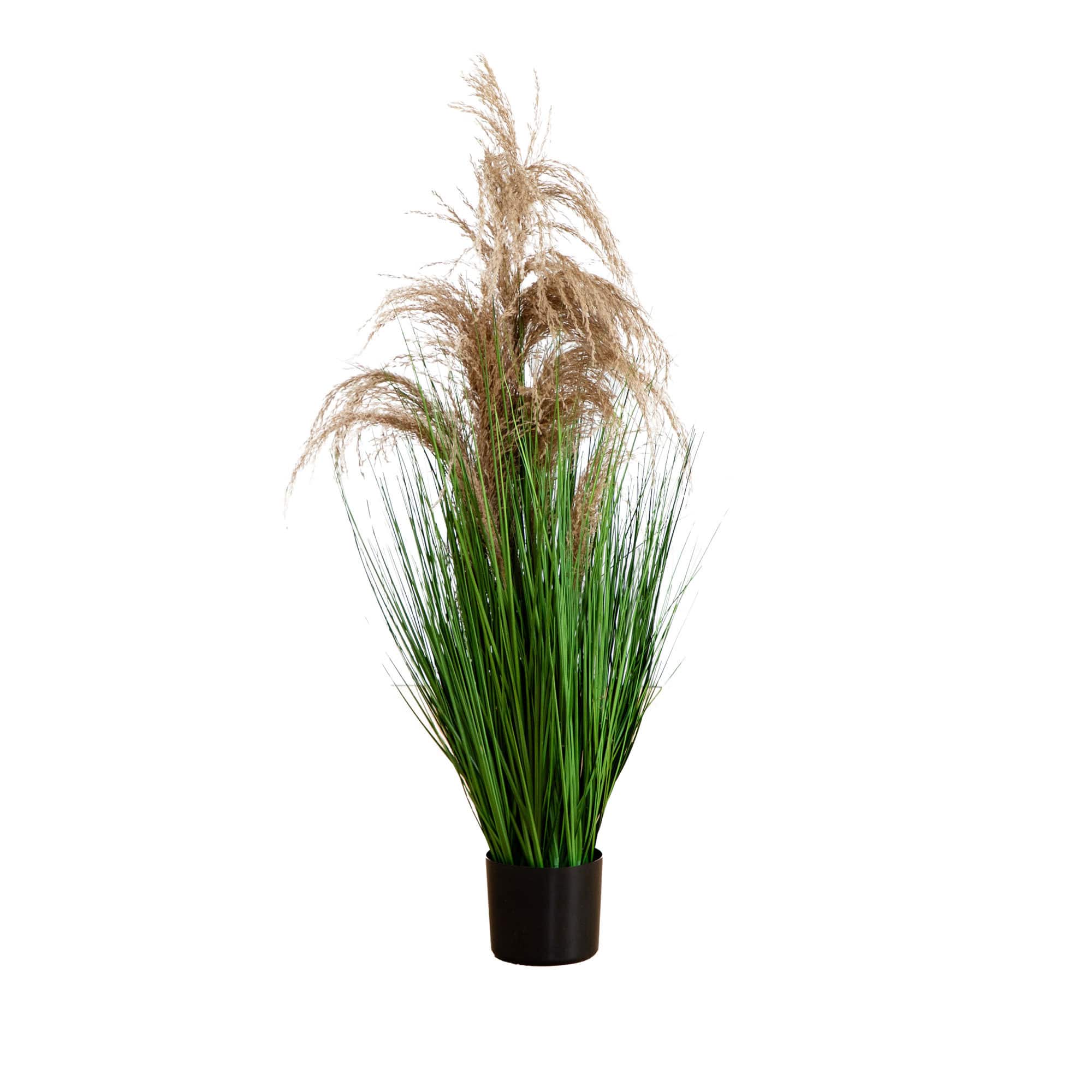 4ft. Green & Brown Artificial Pampas Grass in Black Pot