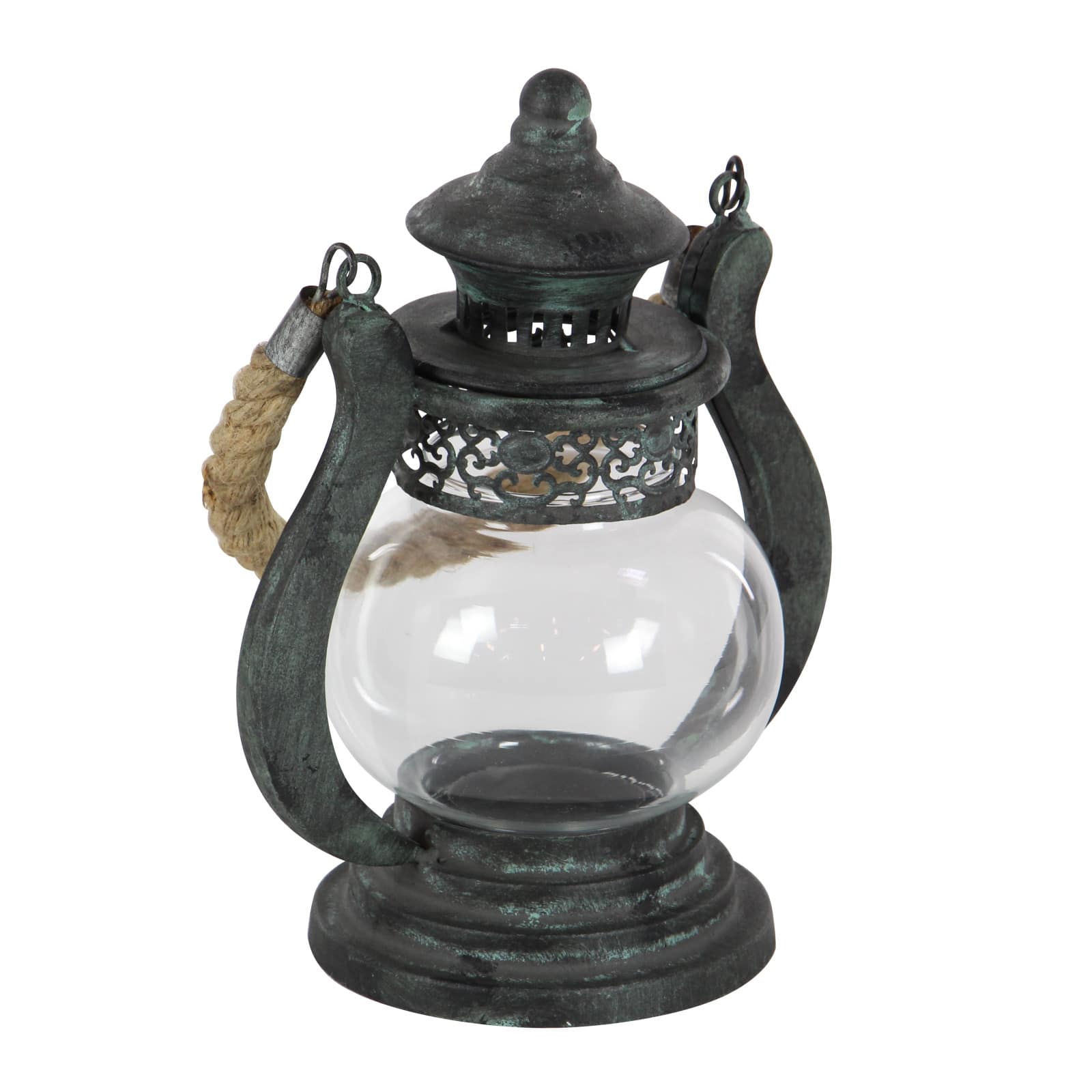 Black Iron Rustic Candle Holder Lantern, 9" x 8" x 5"