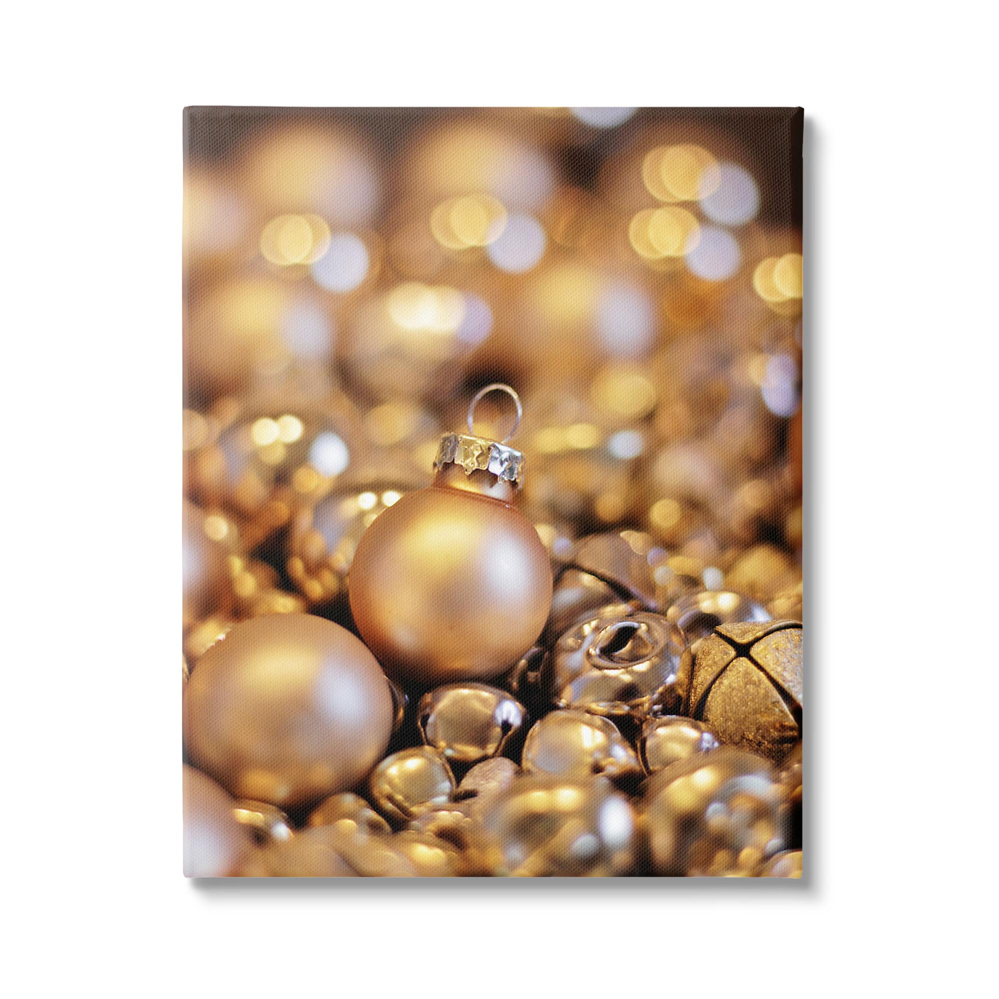 Stupell Industries Gleaming Christmas Ornaments Bells Canvas Wall Art