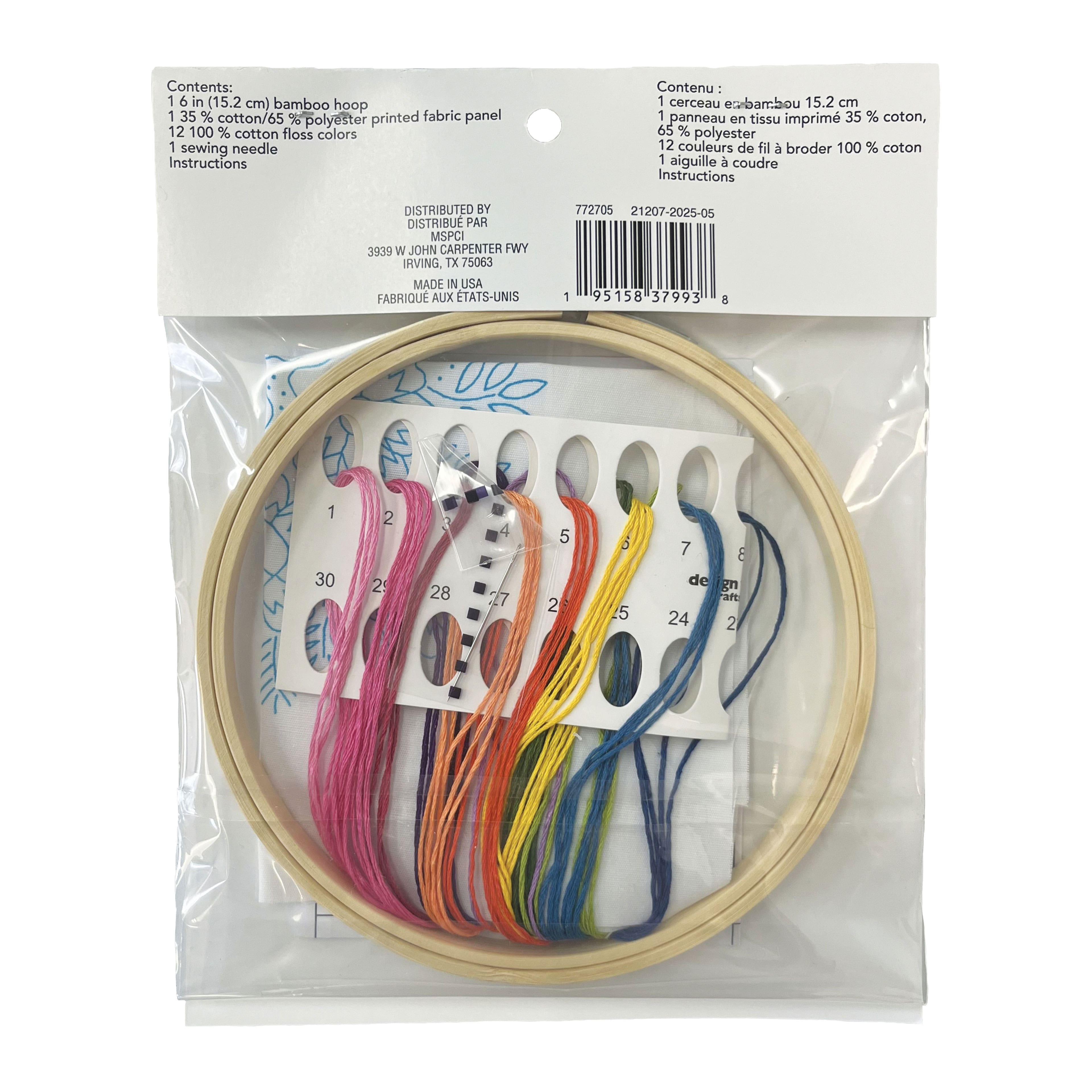 6&#x22; Floral Stamped Design Embroidery Kit with Hoop by Loops &#x26; Threads&#xAE;