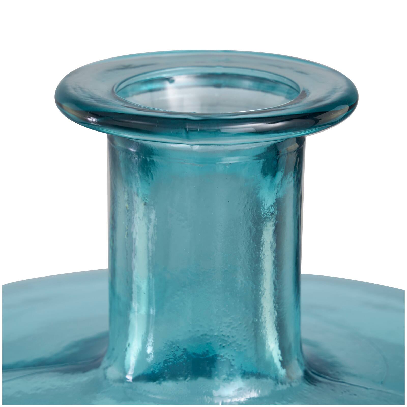 17" Teal Recycled Glass Spanish Bottleneck Vase