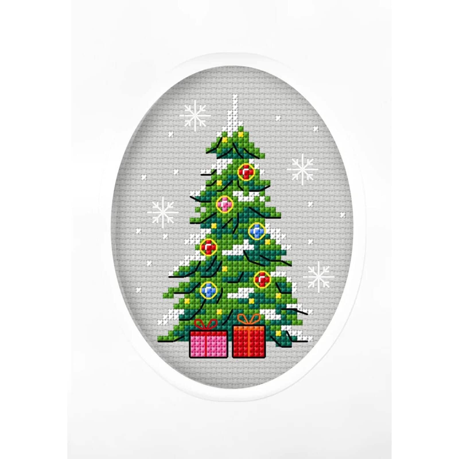 Orchidea Complete Counted Cross Stitch Kit - Greetings Card Christmas Tree