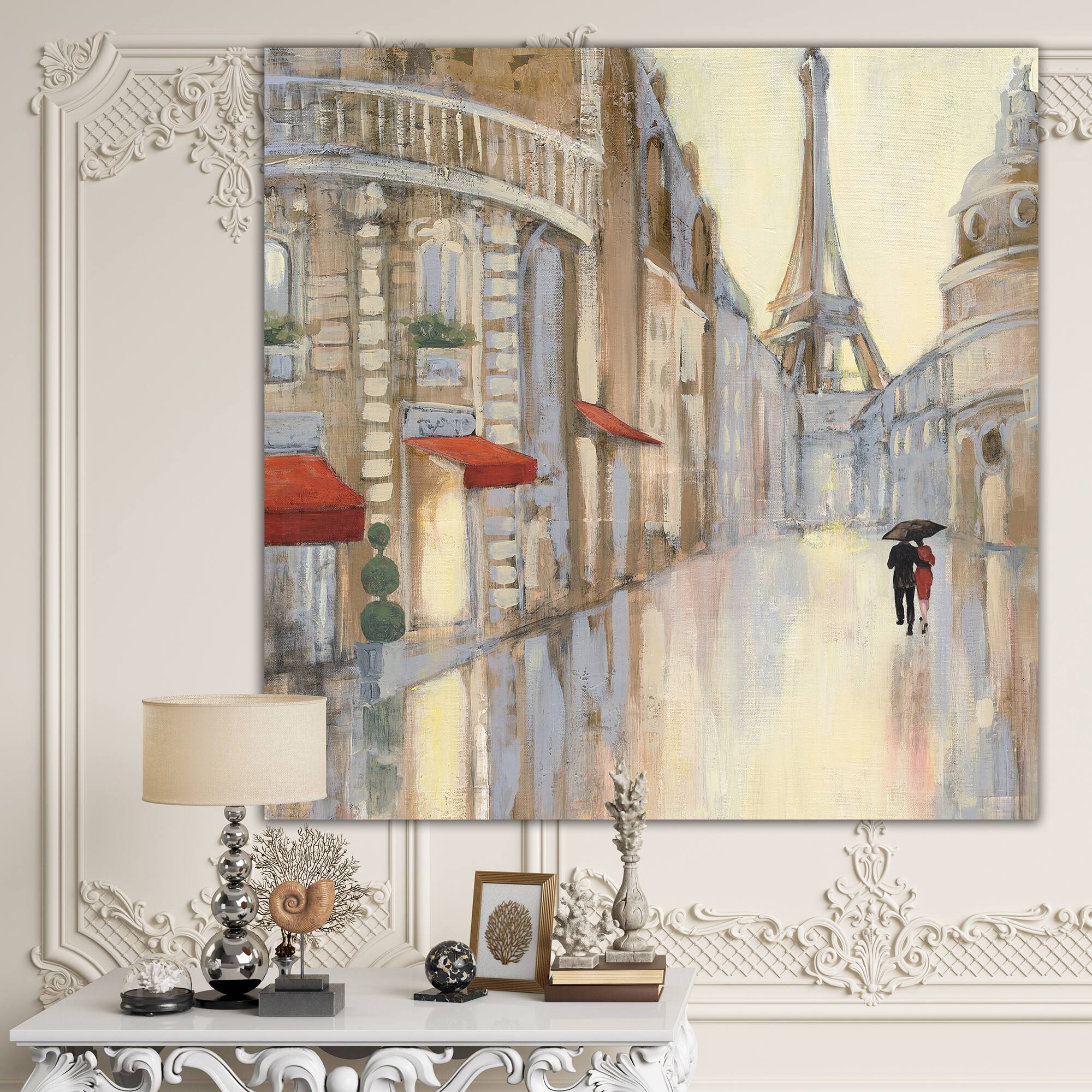Designart - Love in Paris III - Romantic French Country Premium Canvas Wall Art