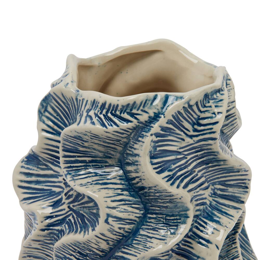Hello Honey&#xAE; Bloomingville 7.5&#x22; Blue &#x26; Ivory Organically Shaped Stoneware Vase