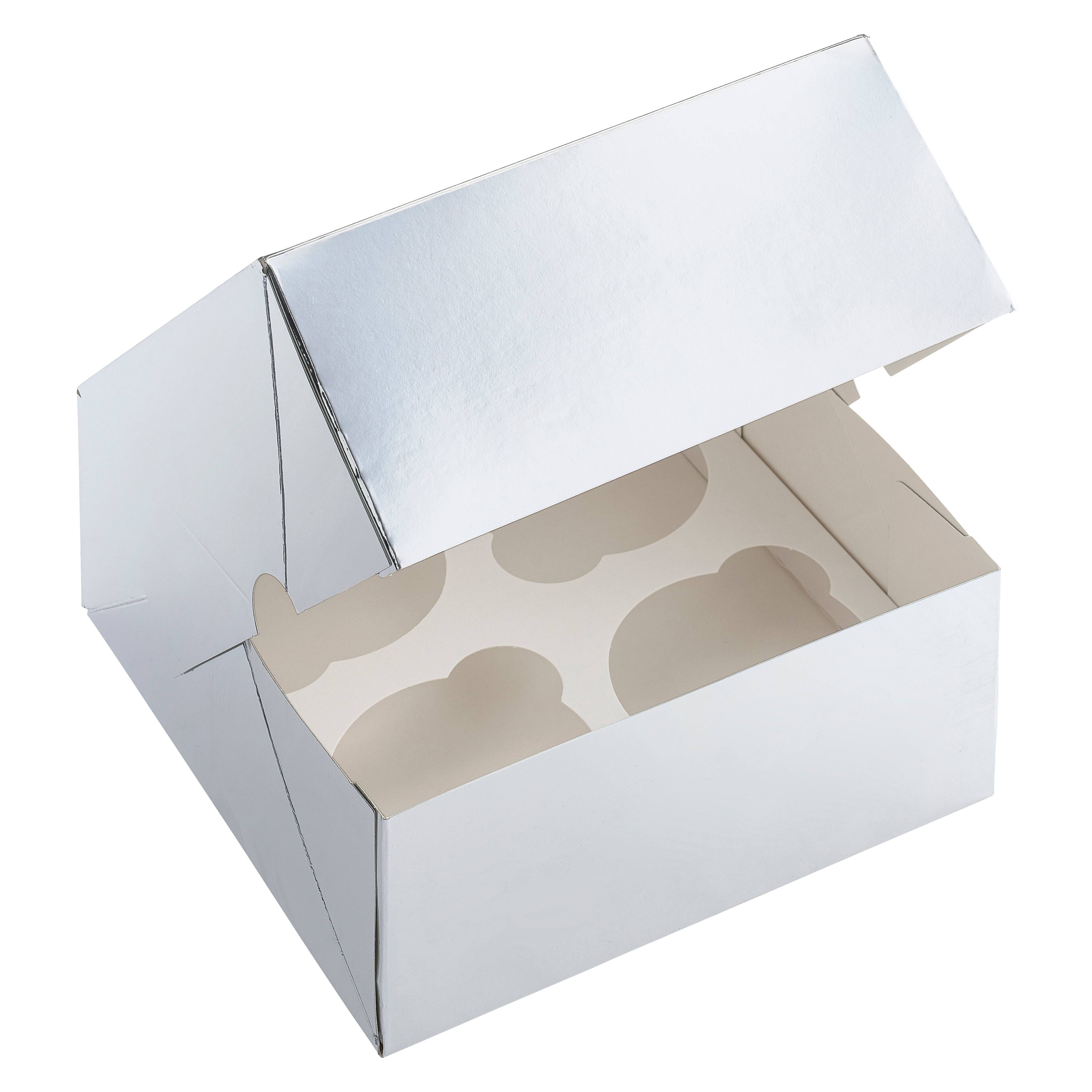 6 Packs: 3 ct. (18 total) Silver & White Cupcake Boxes by Celebrate It®