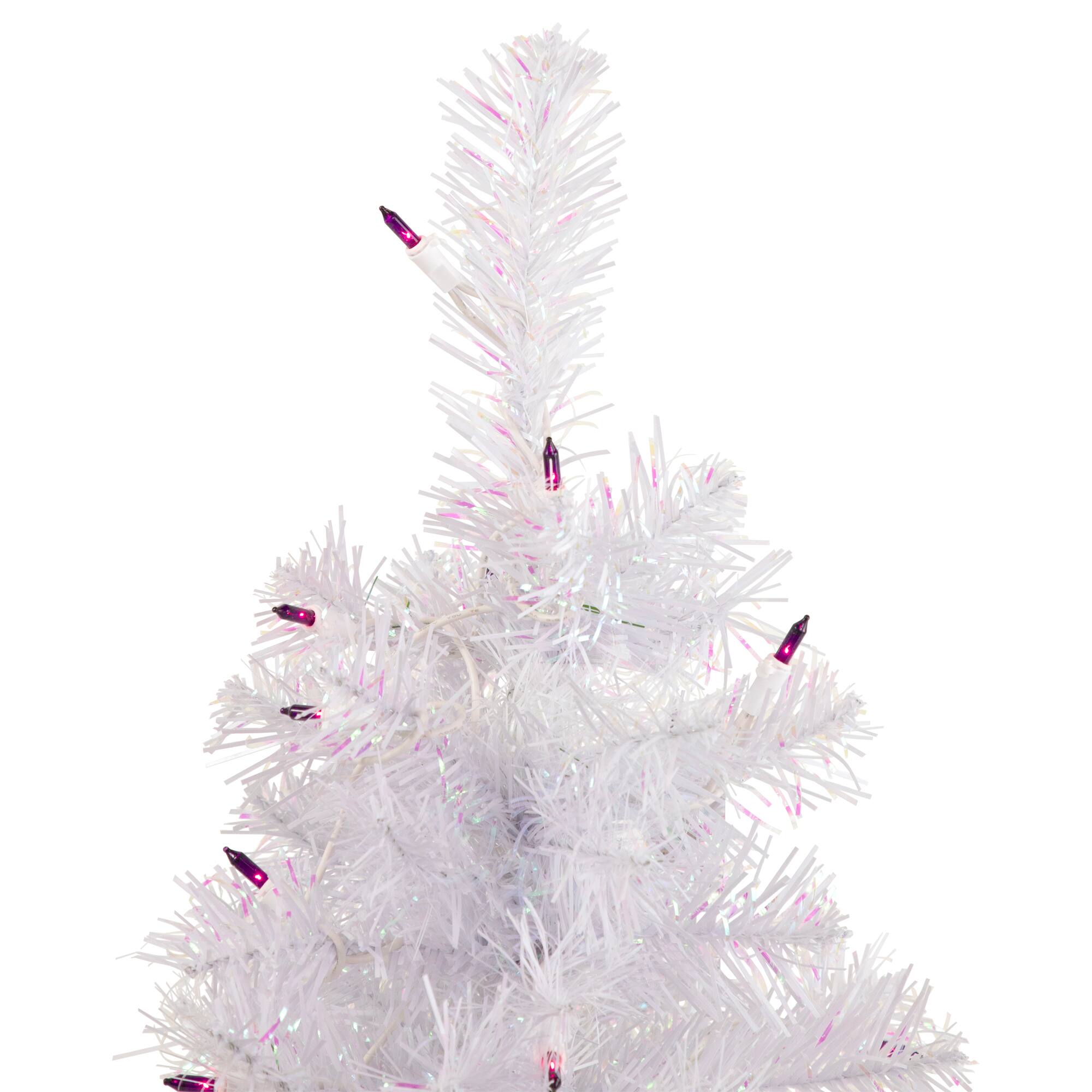 2ft. Pre-Lit White Rockport Pine Artificial Christmas Tree, Purple Lights
