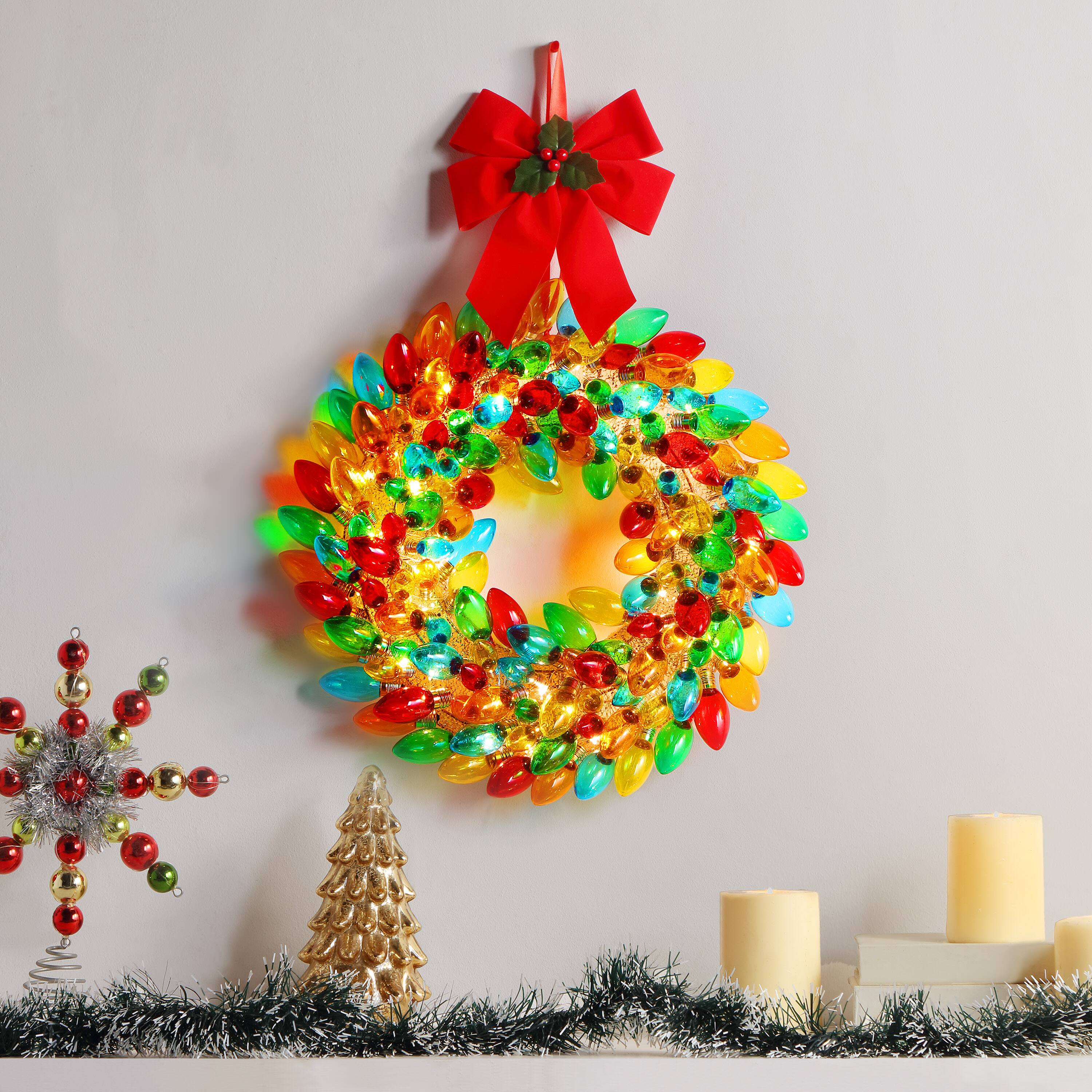 17&#x22; Nostalgic LED Bulb Wreath