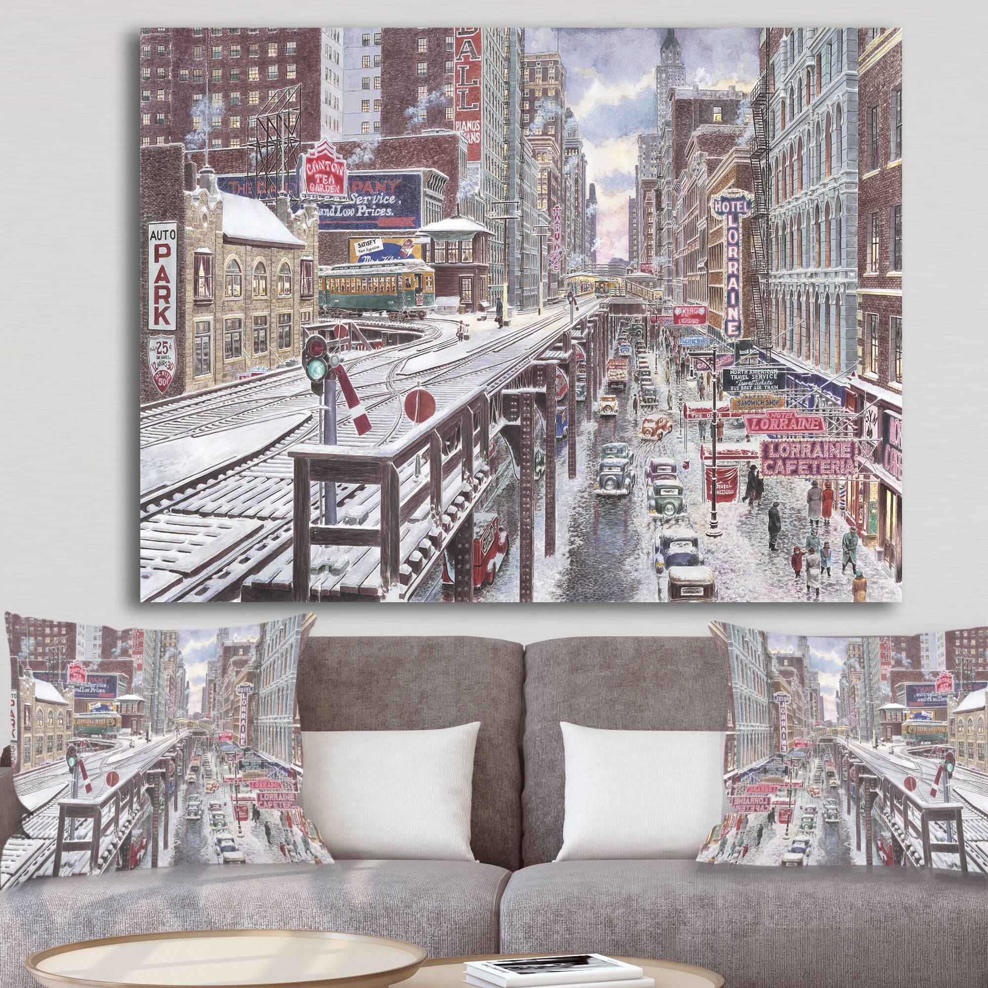 Designart - Chicago, The Loop - Modern &#x26; Contemporary Premium Canvas Wall Art