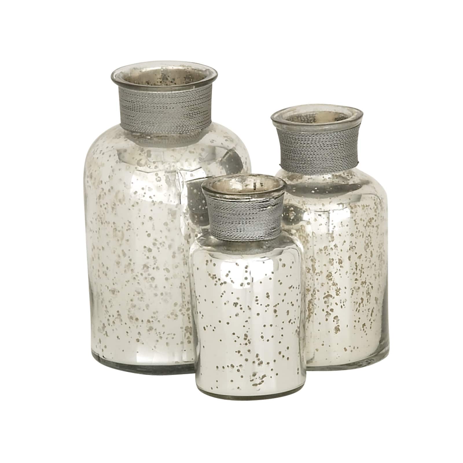 Glam Silver Glass Decorative Jar Set